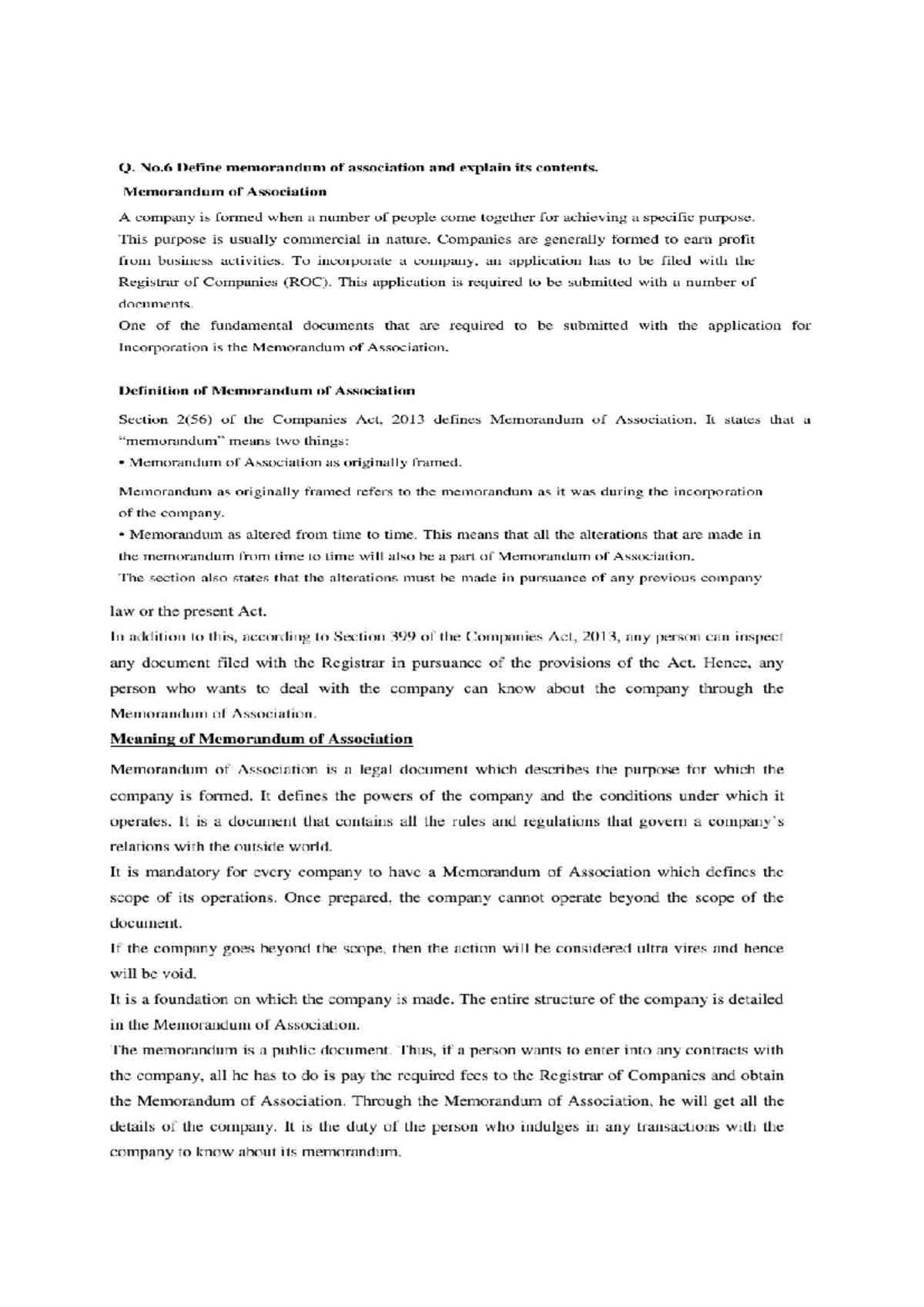 Company Law Self Notes: Memorandum of Association Explained (CL101 ...