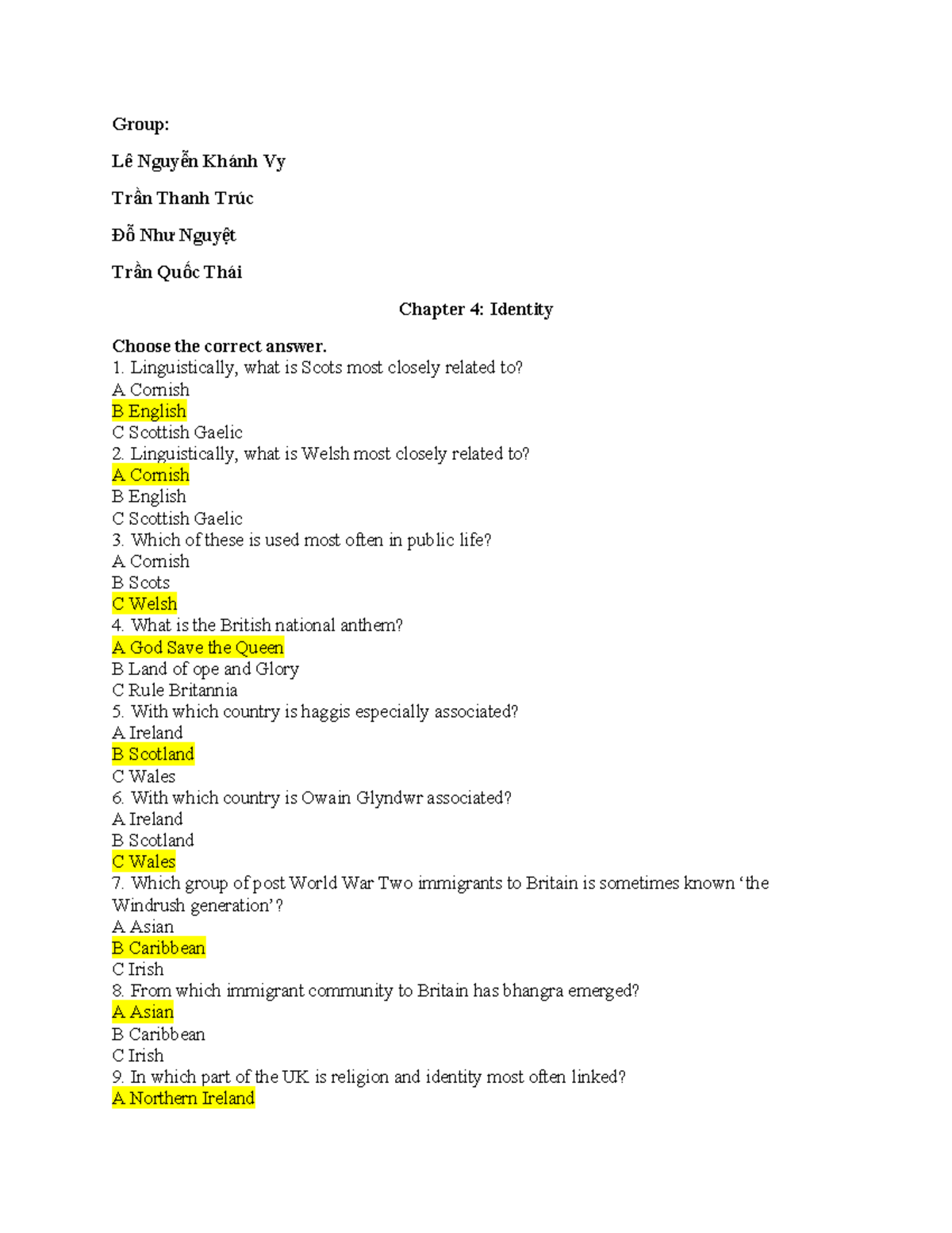 Chapter 4: Identity Quiz & Discussion Questions (ENG101) - Studocu