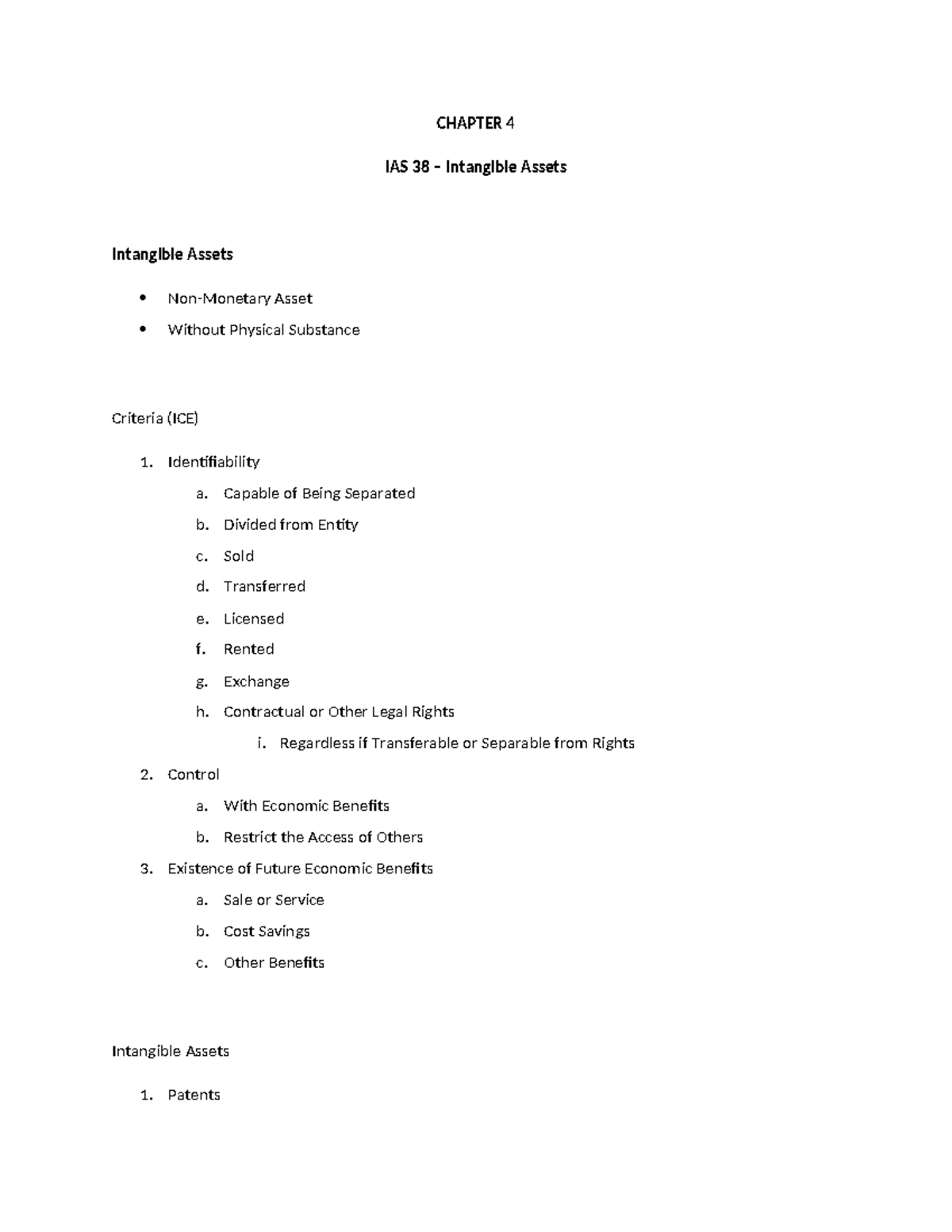 Chapter 4 - Understanding Intangible Assets (IAS 38) Overview - Studocu