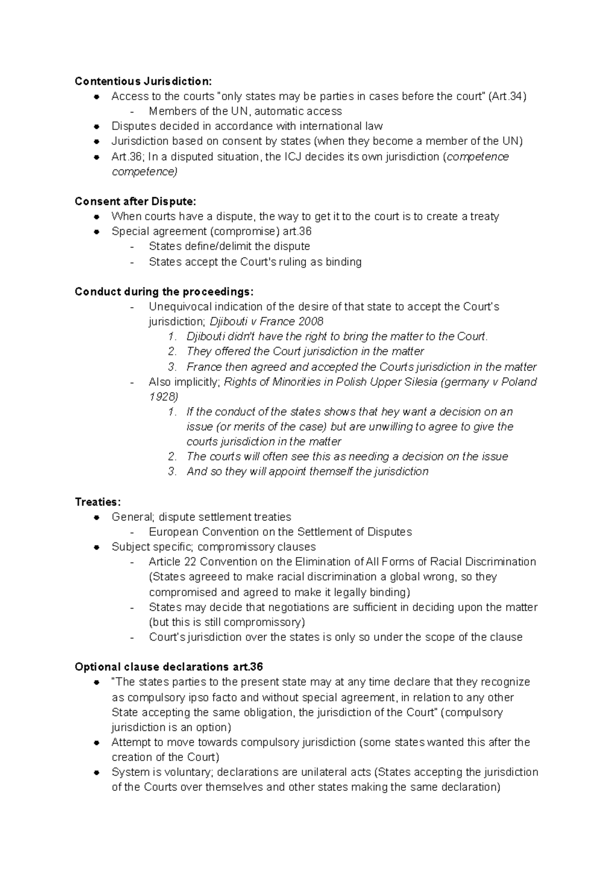 ICJ Jurisdiction: Key Concepts and Treaties Overview in Law Exam ...