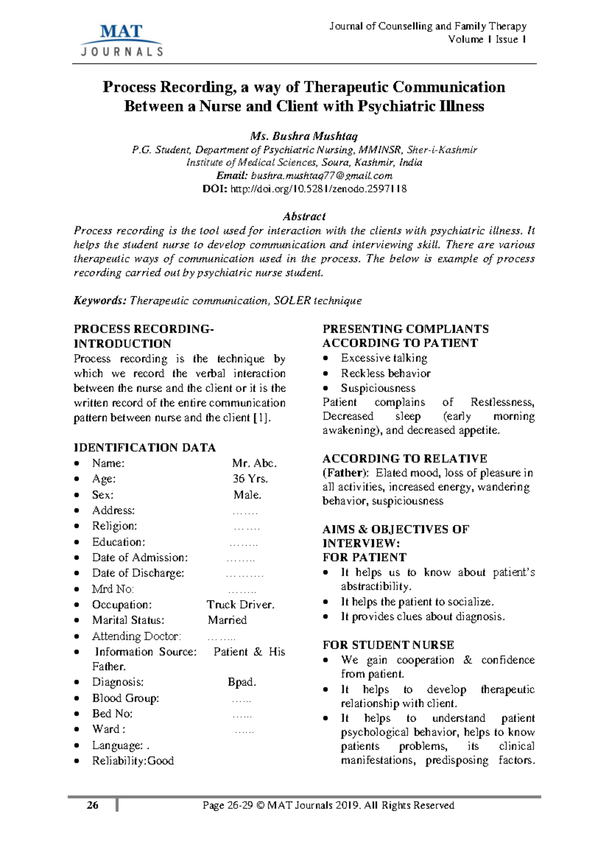 (26-29) Process Recording-format - Volume 1 Issue 1 Process Recording ...
