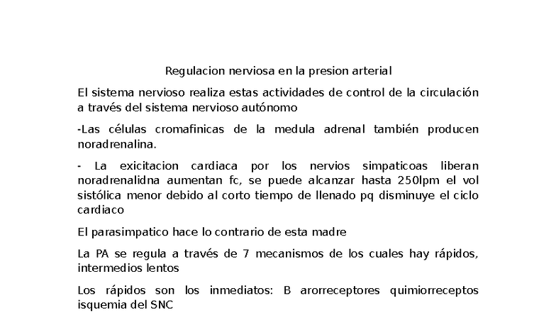 Regulación Nerviosa de la Presión Arterial: Mecanismos y Funciones ...