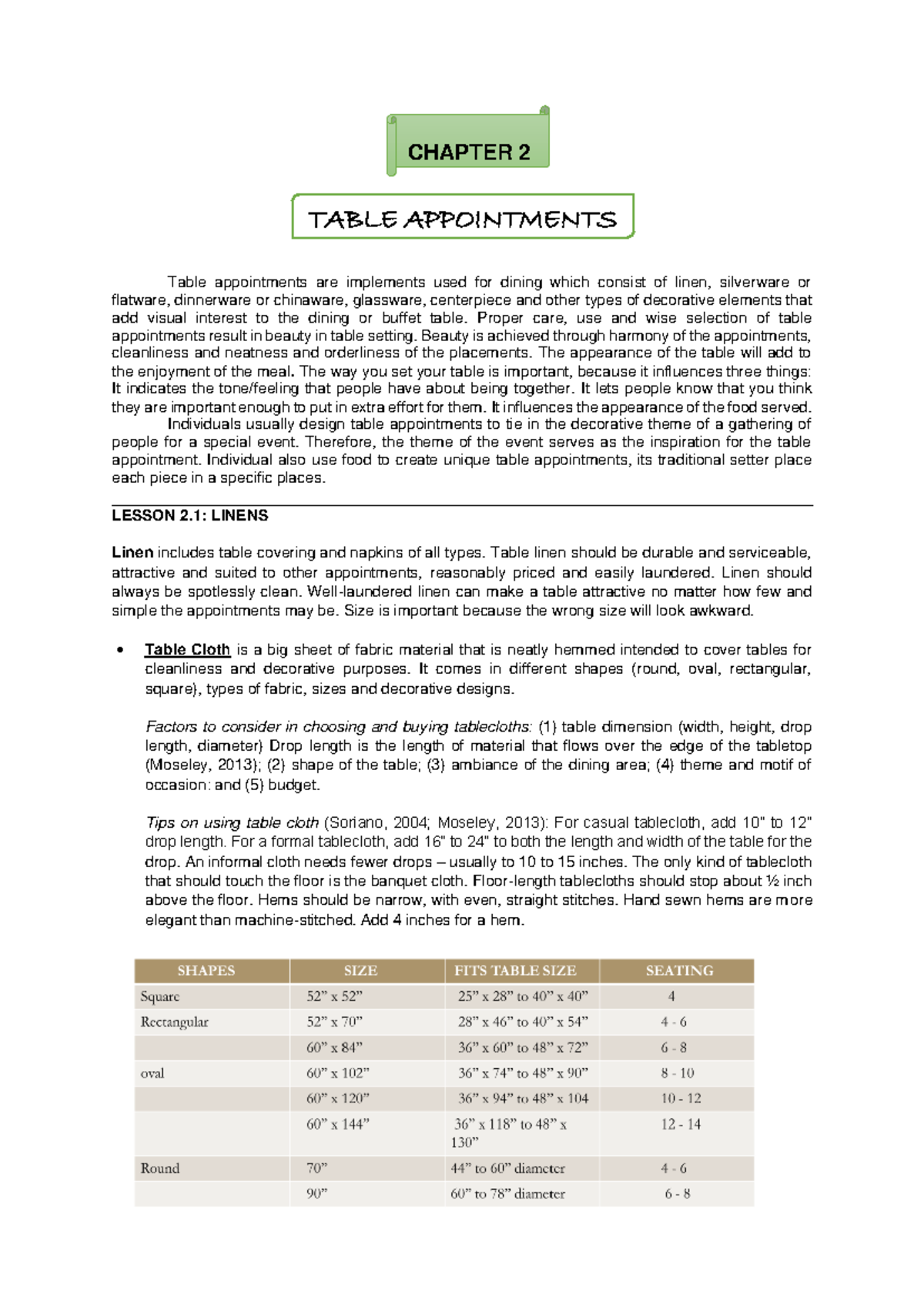 Chapter 2: Understanding Different Table Appointments & Their Uses ...