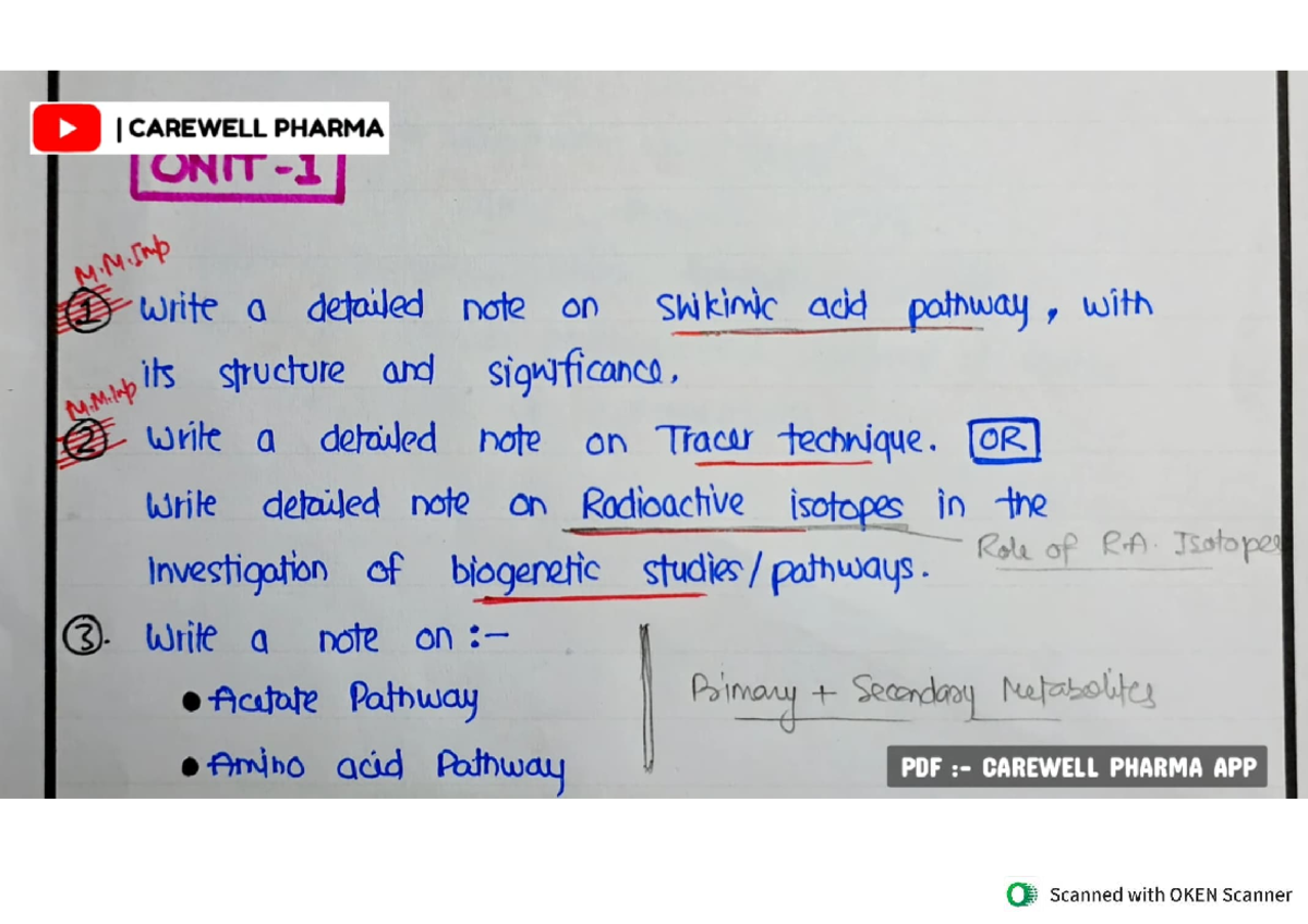 Cognosy IMP Q - Exam Questions on Metabolic Pathways and Extraction ...