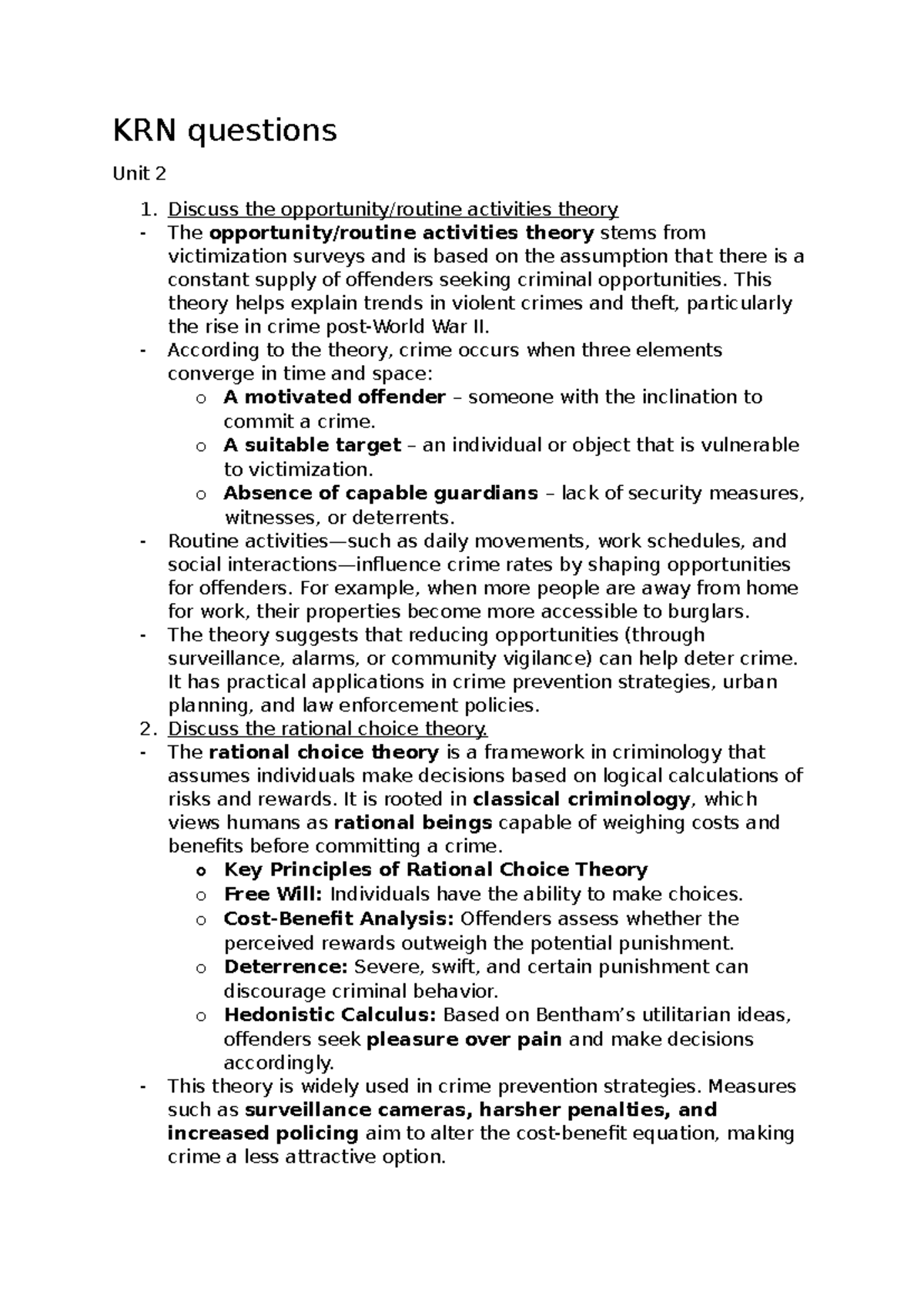 KRM prep vrae - PREP QUESTIONS FOR SEMSTER TEST 1 - KRN questions Unit ...