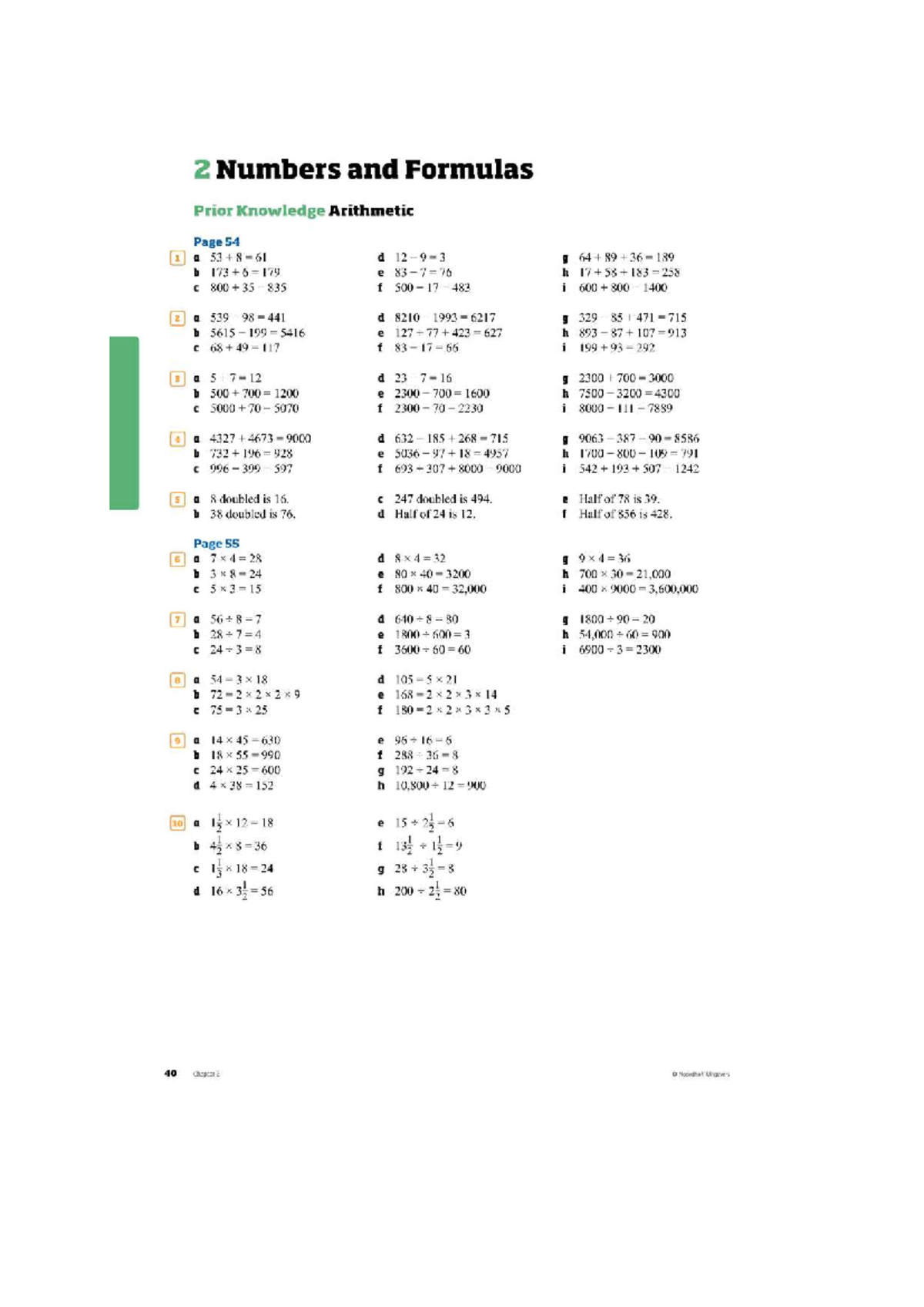 1TTO CH2 Numbers and Formulas Solutions - Arithmetic Operations ...