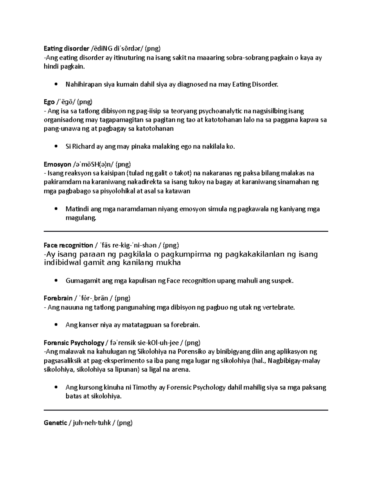 Fil-dictionary - words related to psychology and their meanings ...