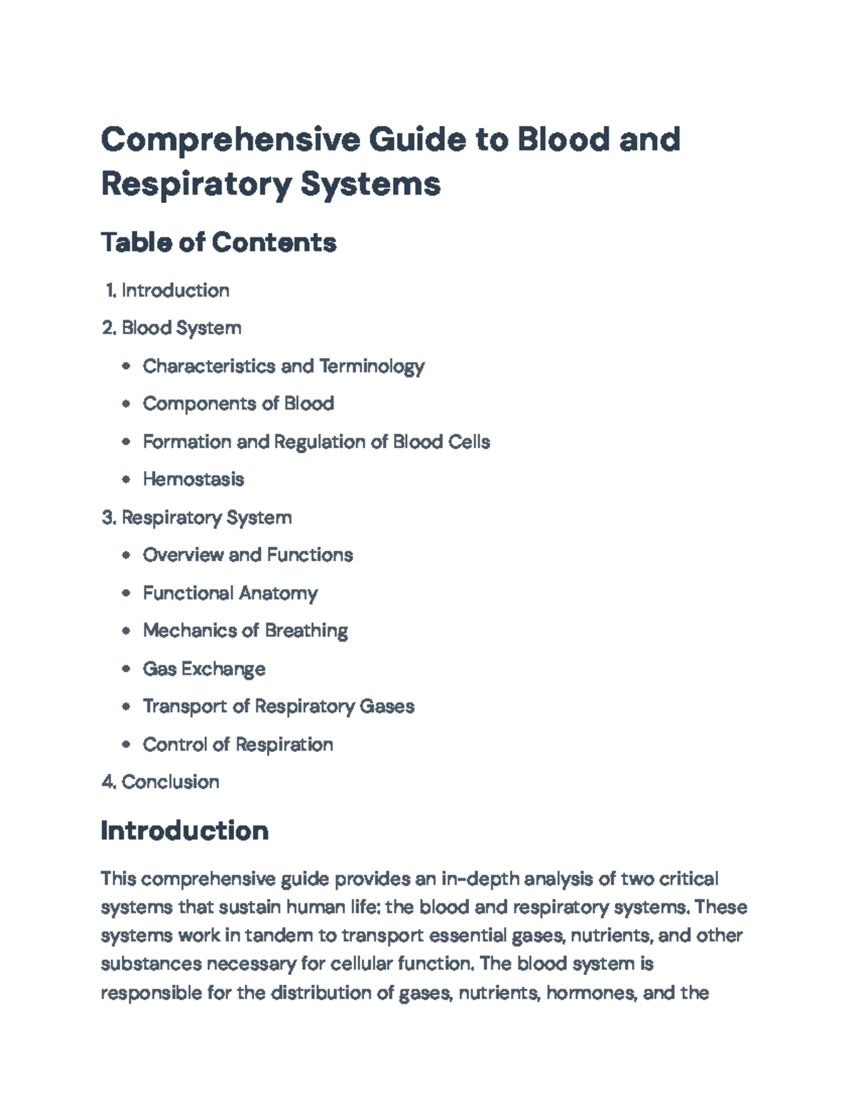 In-Depth Analysis of Blood and Respiratory Systems (BIO101) - Studocu