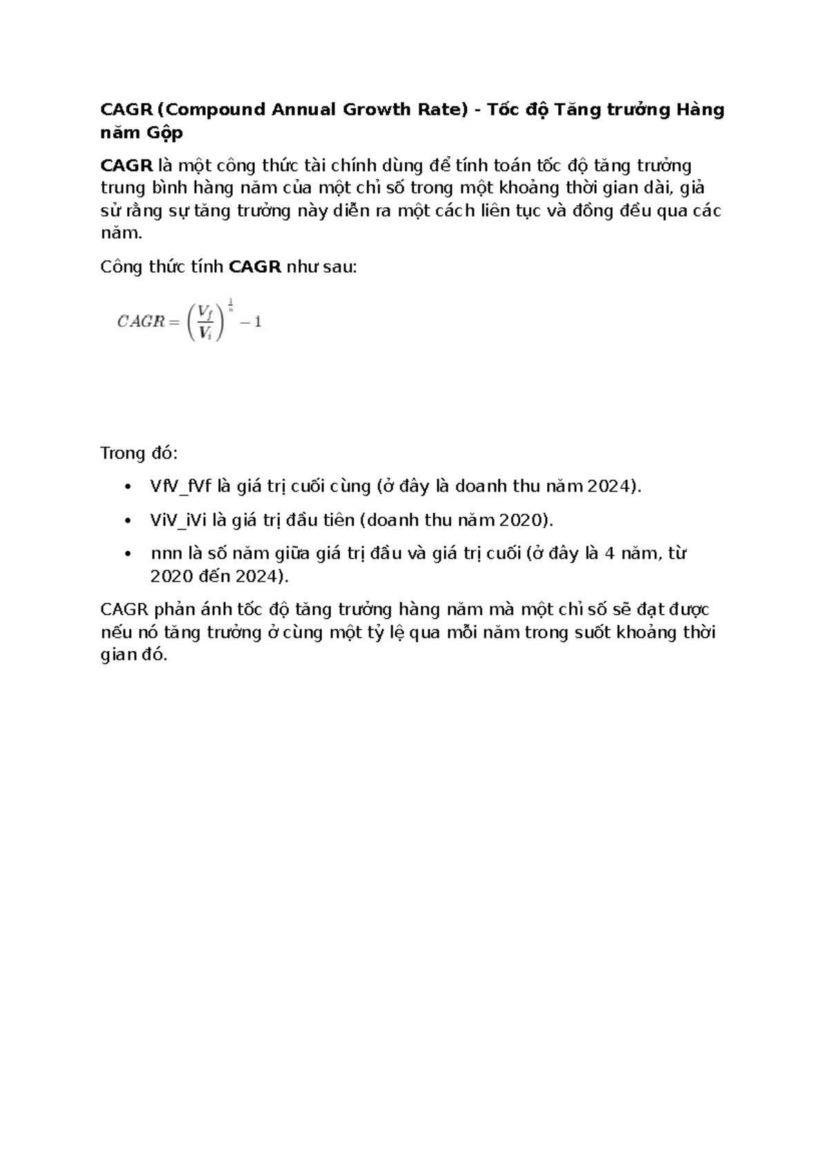 CAGR Formula and Calculation - Understanding Compound Growth Rate - Studocu