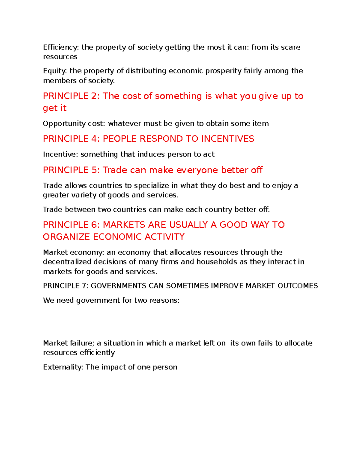 Econ 101: Chapter 1 - Key Principles of Economic Efficiency and Equity ...