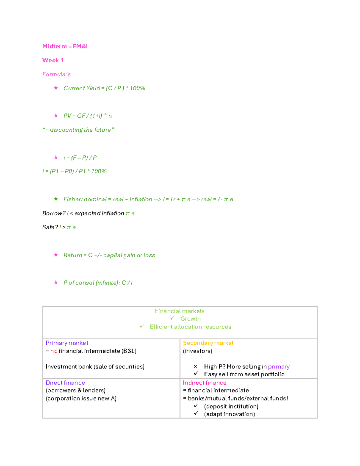 Midterm Review Notes – FM&I Concepts and Frameworks - Studeersnel