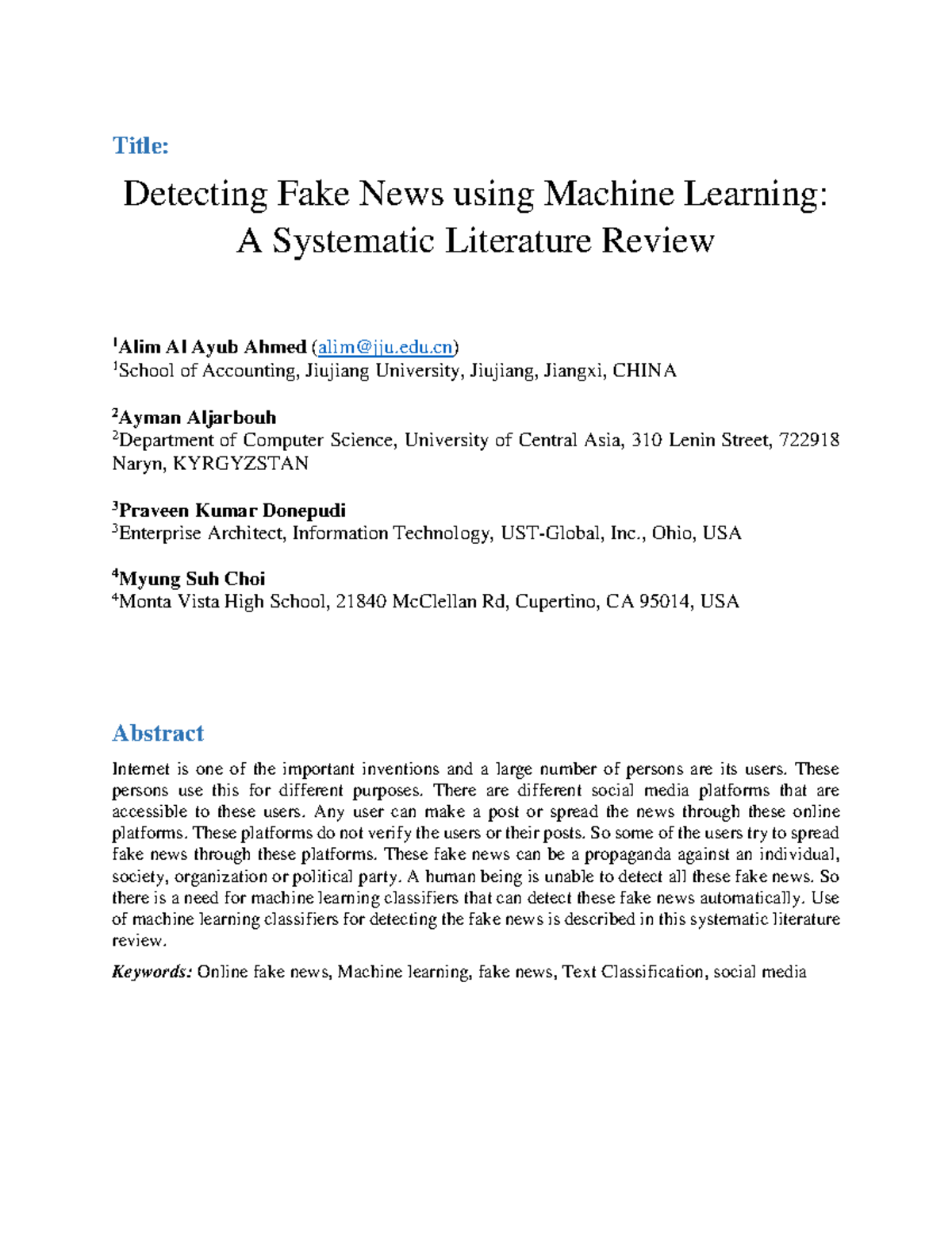 Systematic Literature Review: Detecting Fake News via ML Techniques ...