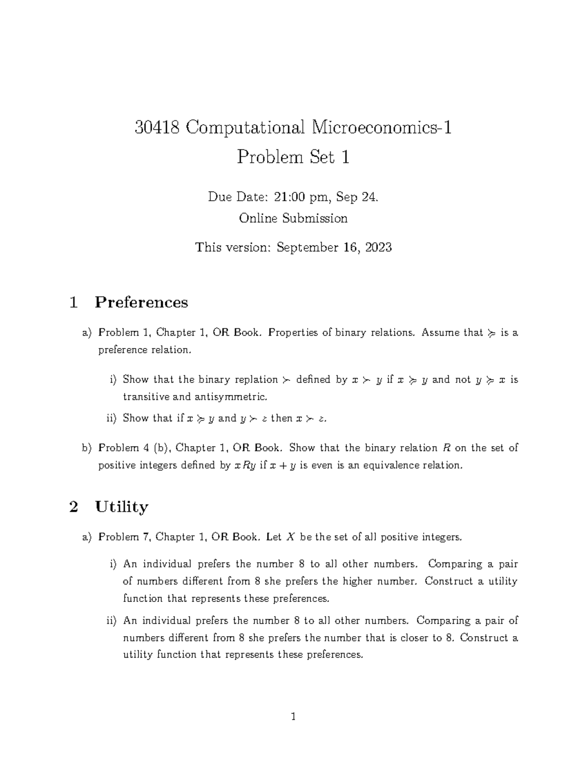 PS1 - Graded Problem Set 1 for Computational Microeconomics - Studocu