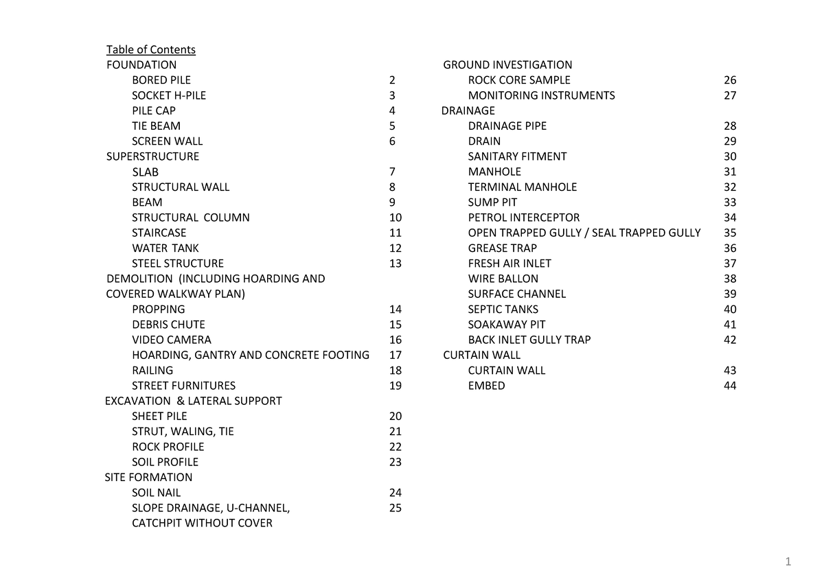 Appendix B: BIM Object Presentation Summary for Foundation Structures ...
