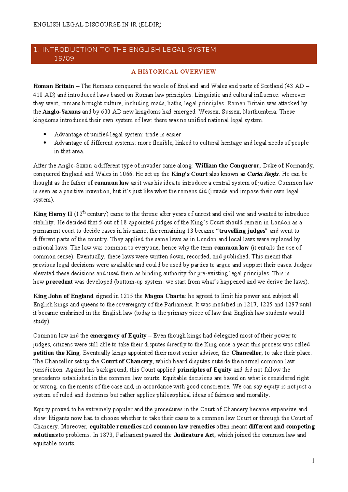 ENGLISH LEGAL DISCOURSE IN IR (ELDIR) - A COMPREHENSIVE OVERVIEW - Studocu