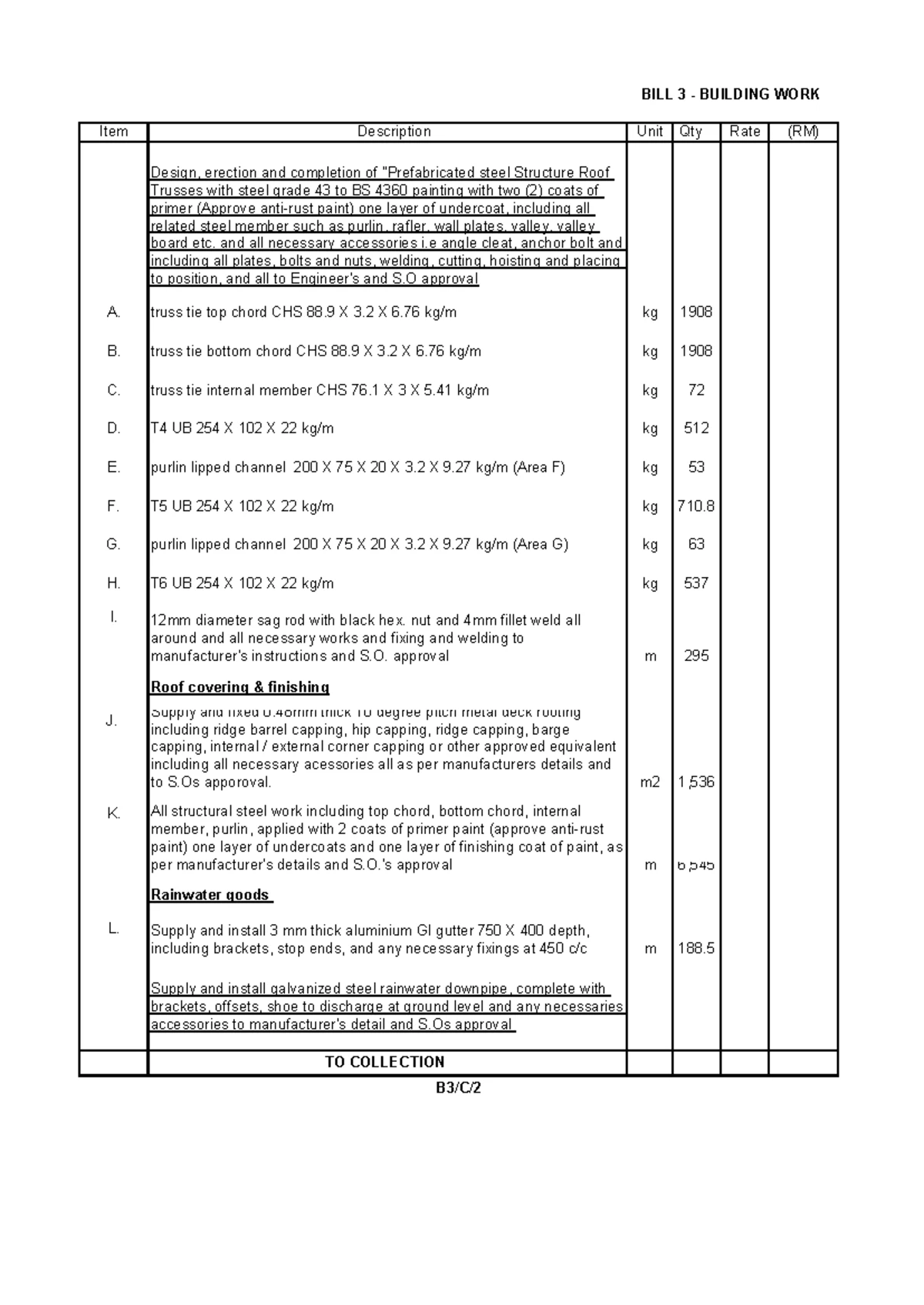 BILL 3: Steel Structure Roof Trusses Design & Erection Details - Studocu