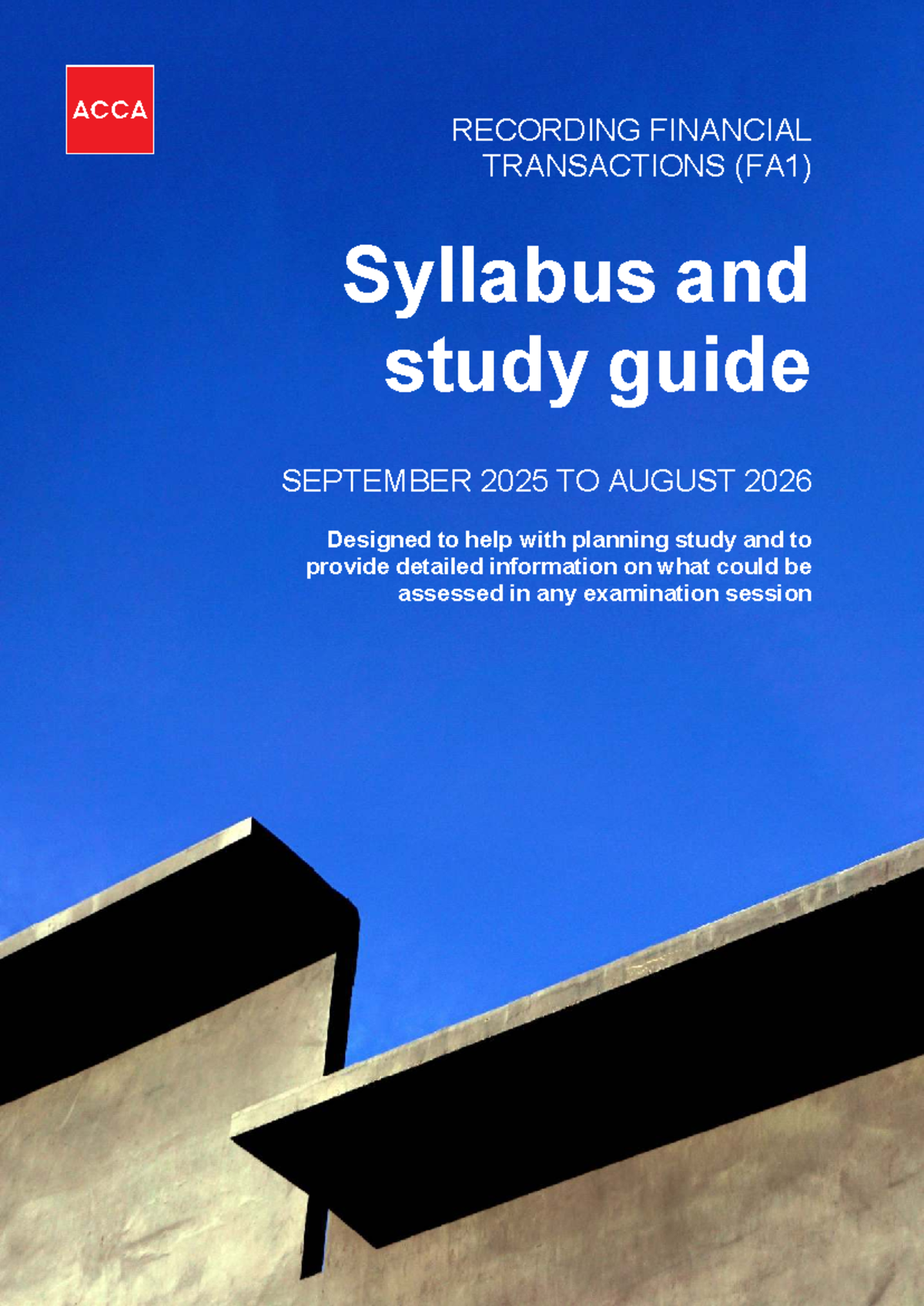 FA1 Recording Financial Transactions Syllabus & Study Guide 2025-2026 ...