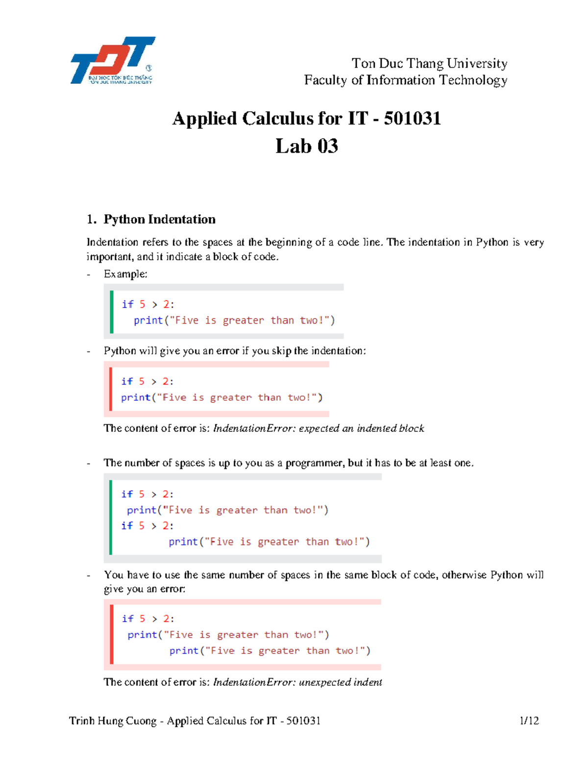 Applied Calculus for IT 501031 Lab 03: Python Functions & Matplotlib ...