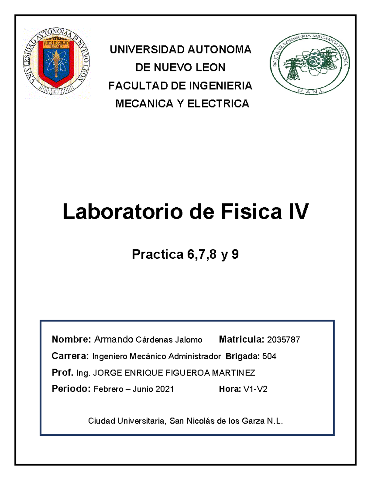 Prácticas 6 a 9 de Laboratorio de Física IV con Ing. Figueroa  - Document Preview
