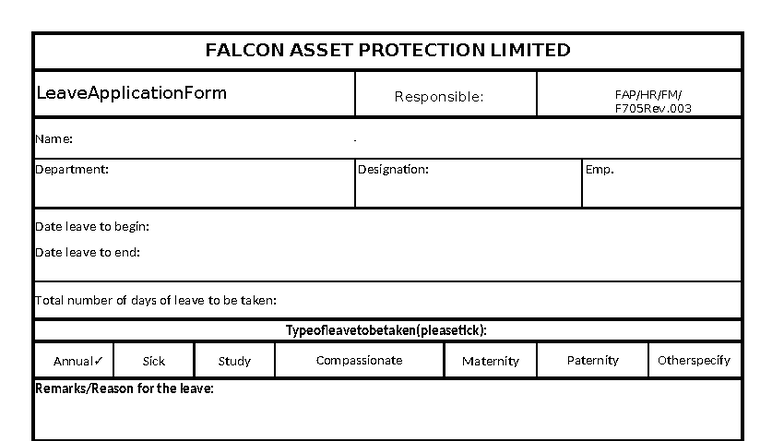 Leave form - Notes for lectures - FALCON ASSET PROTECTION LIMITED ...
