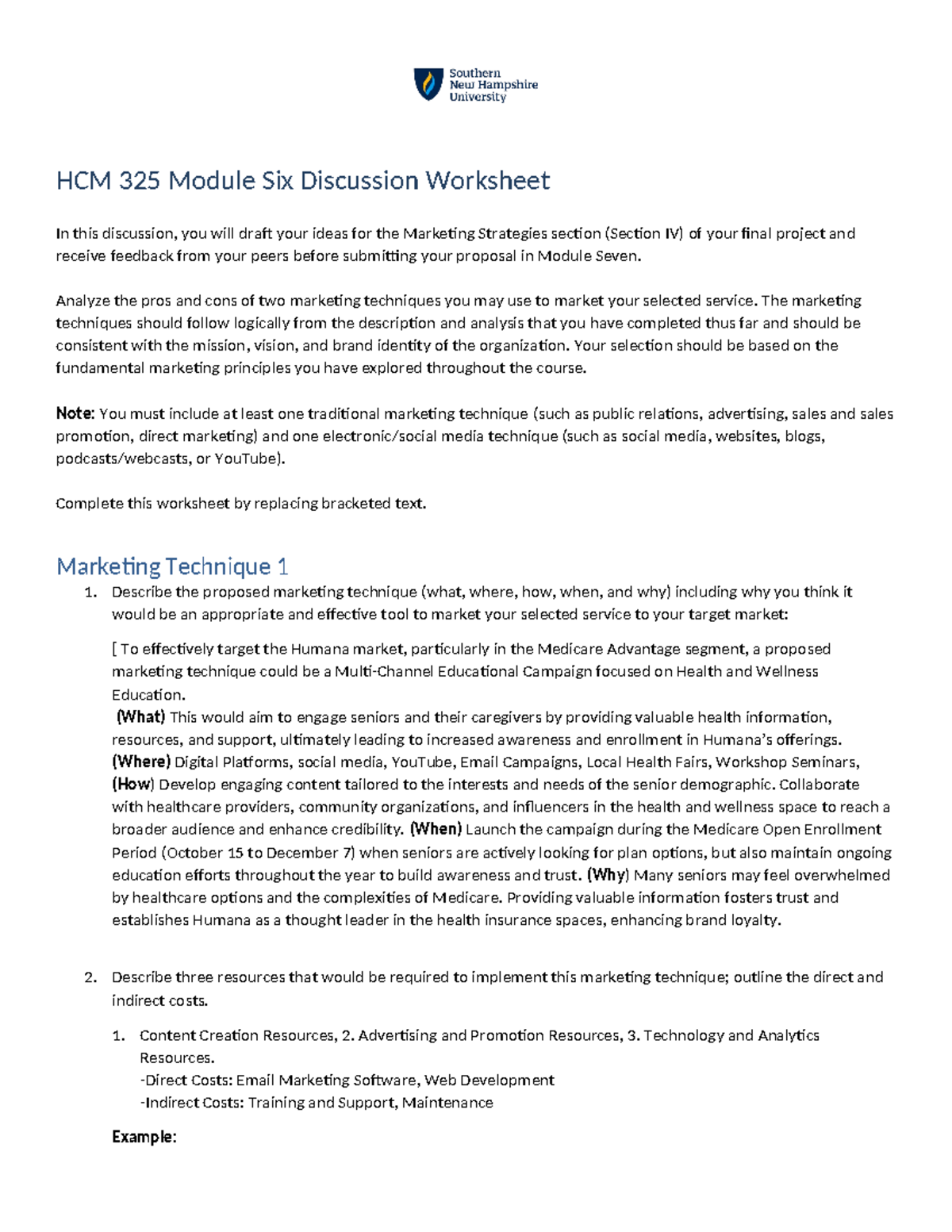 HCM 325 Module Six Discussion Worksheet (2) Original save - HCM 325 ...