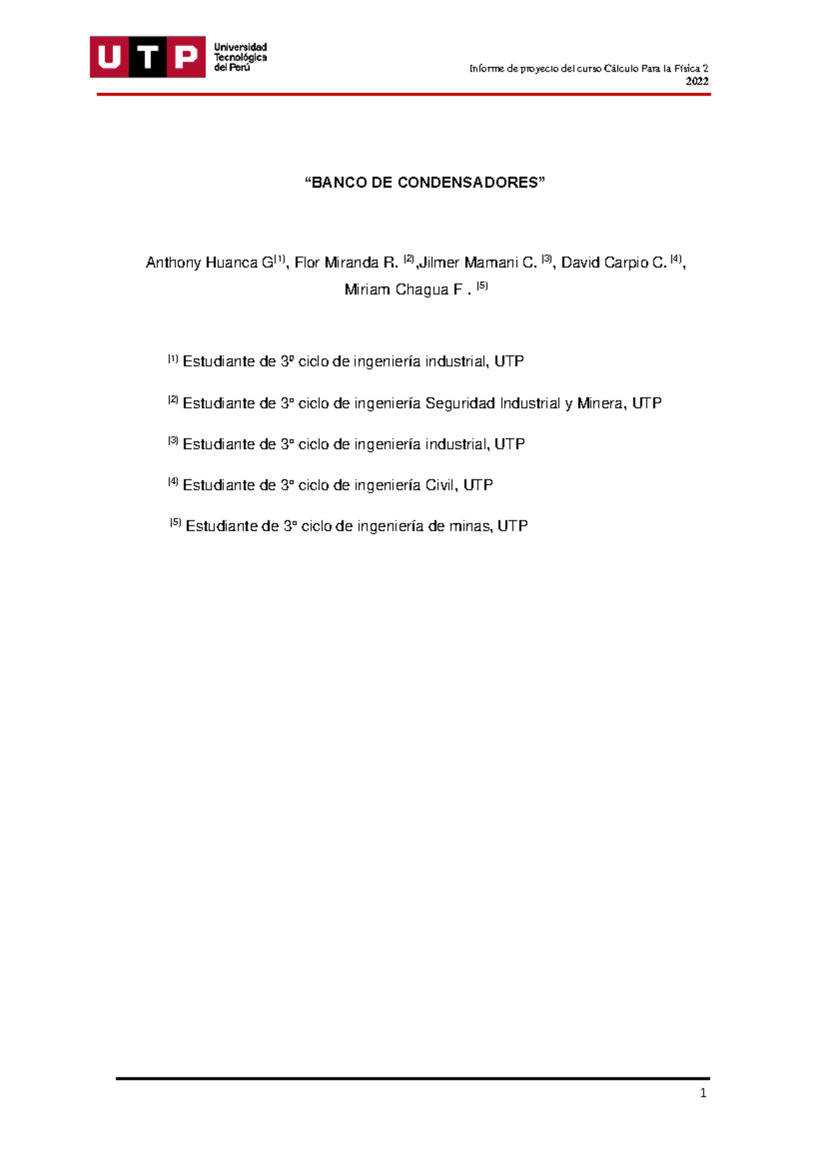 Banco de Condensadores - Proyecto Final Cálculo Para la Física 2022 - Document Preview