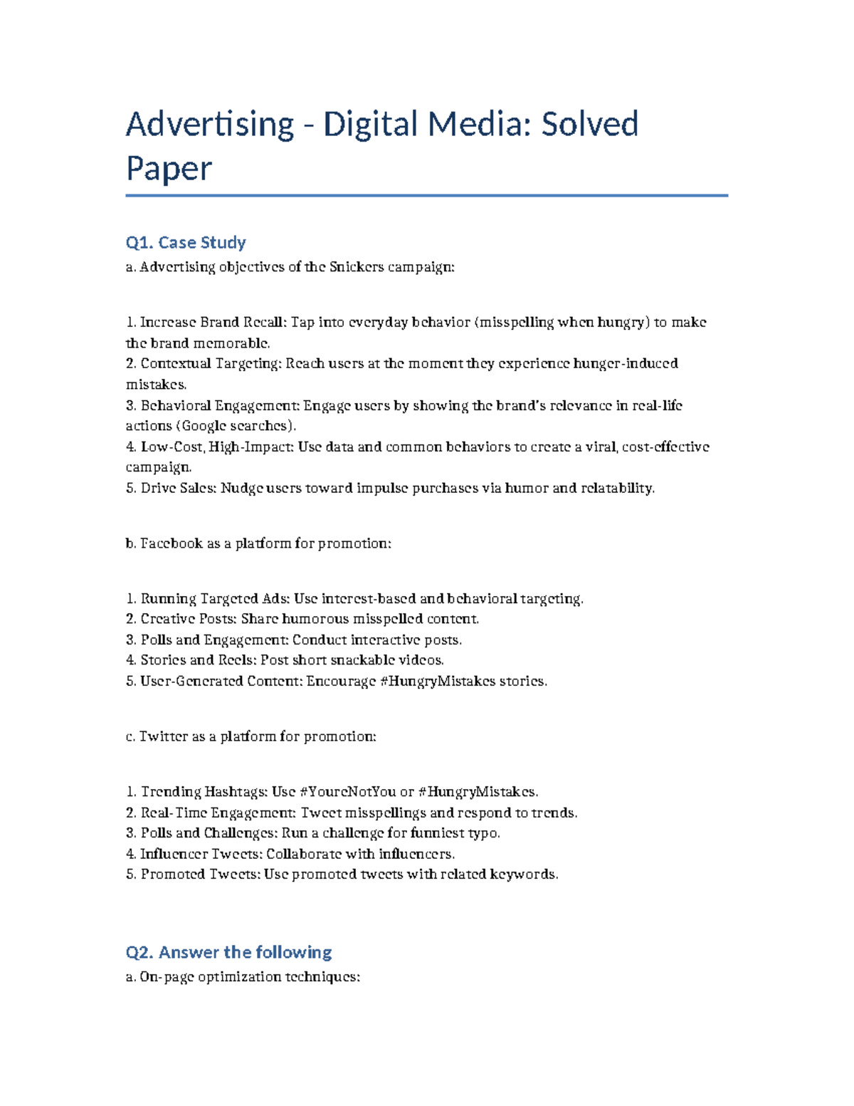 Solved Case Study on Advertising in Digital Media (ADMN 202) - Studocu