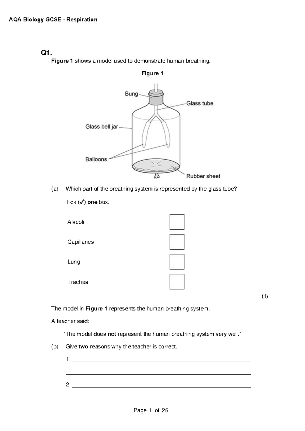 4.2 Respiration QP - GCSE Exam Style Questions and Practice - Studocu