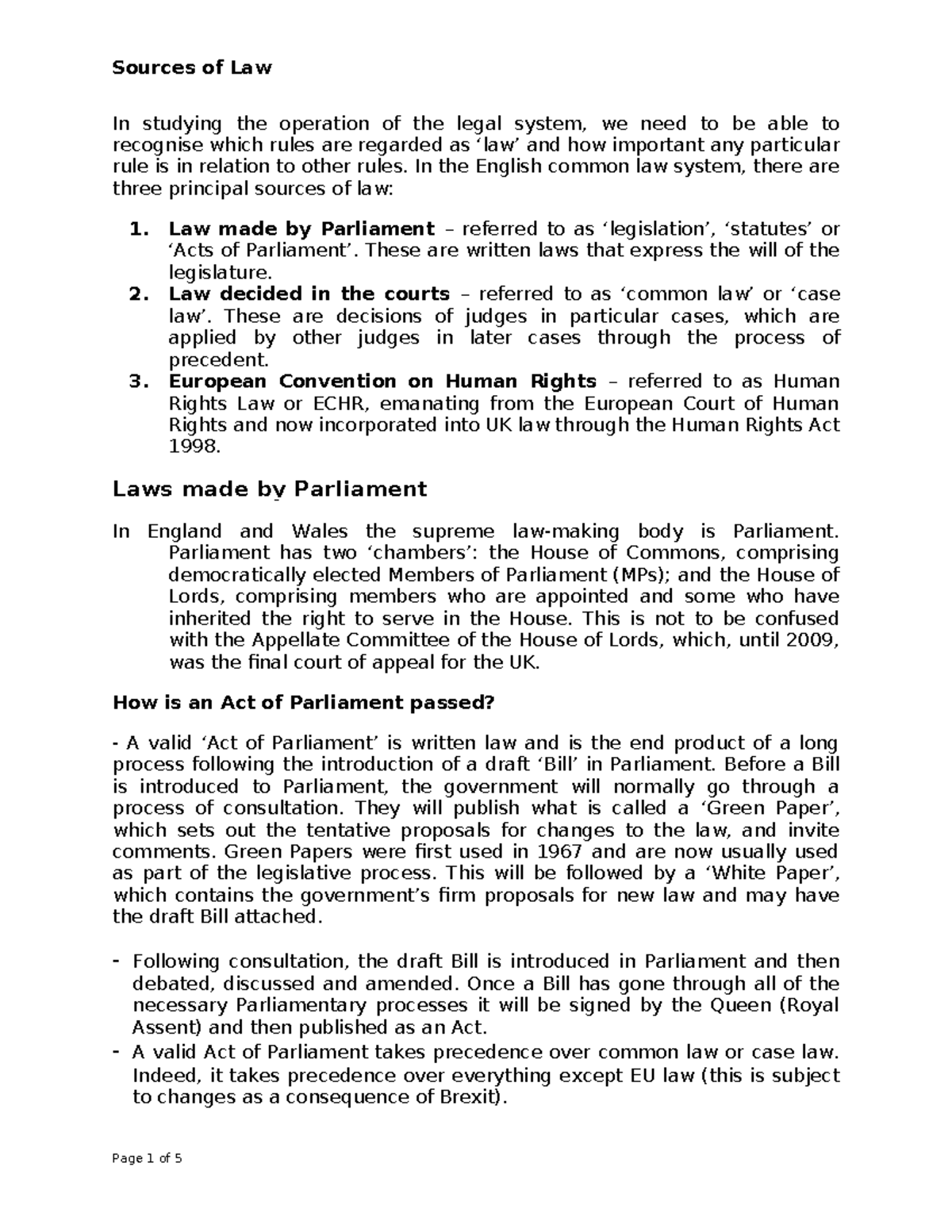 LSM Sources of Law: Understanding Legal Frameworks and Principles - Studocu