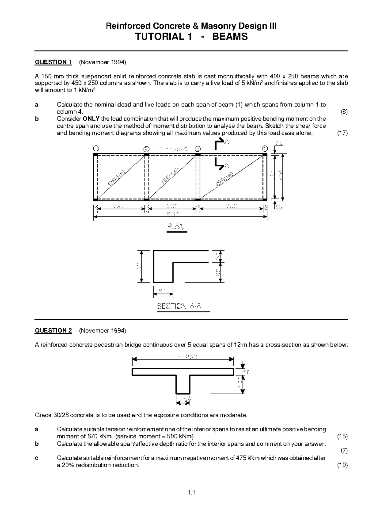 Reinforced Concrete Slabs Design Tutorial 2: Questions & Solutions ...