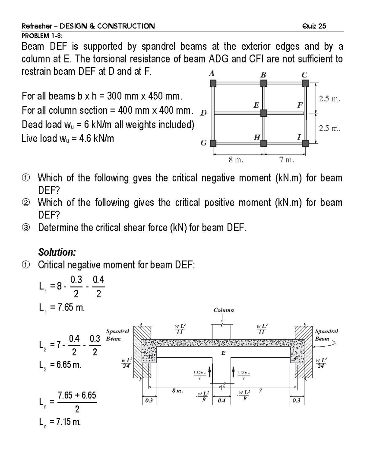 Design and Construction Practice Problems with Solutions (Course Code ...