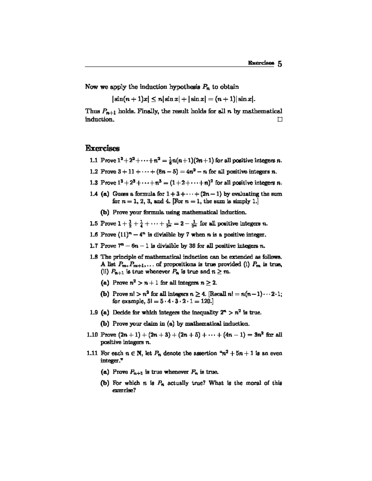 Ross MATH101 Chapter 1 exercises on mathematical induction and rational ...