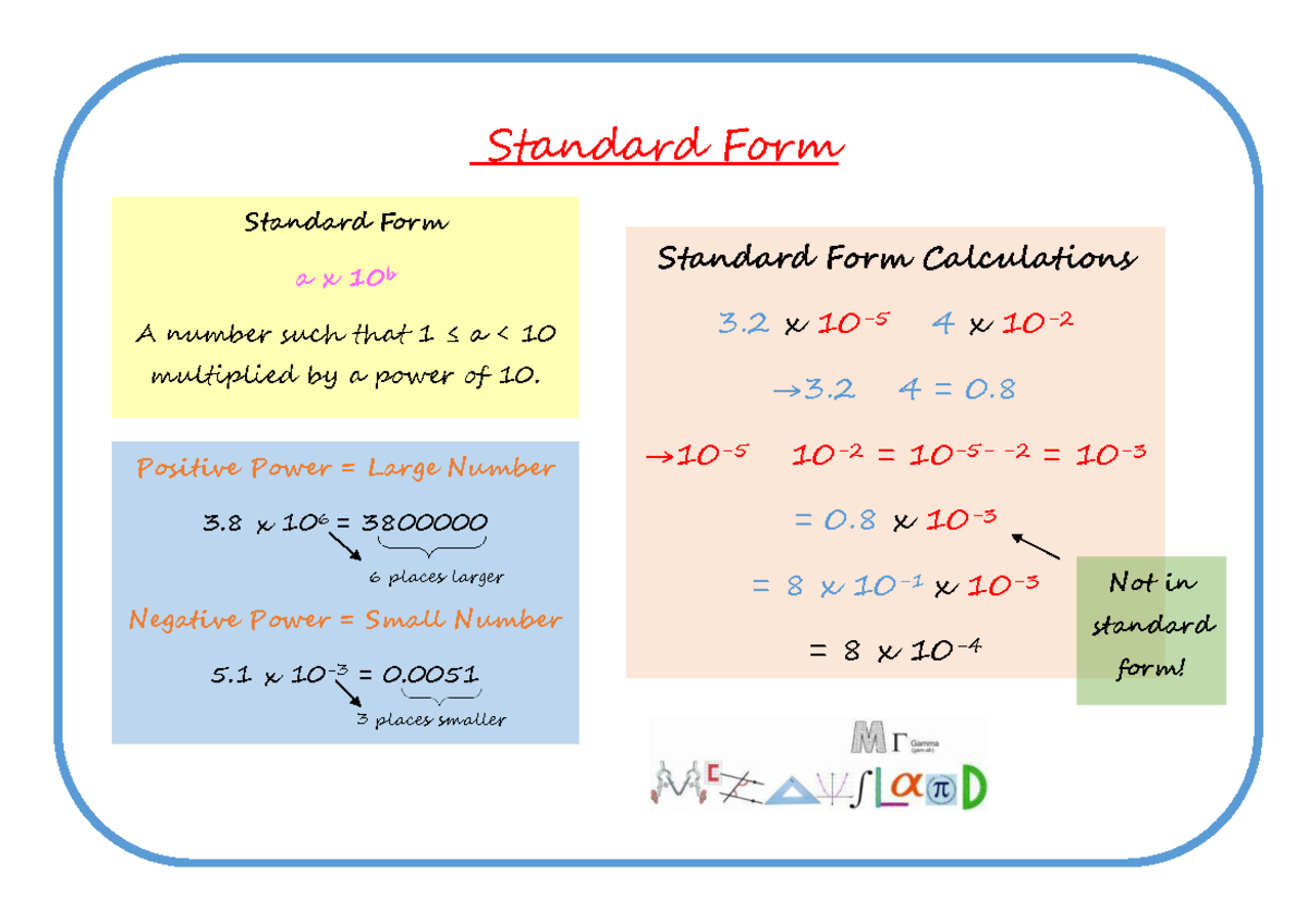 Standard form - sxjbcsbcjnsnjsc - Standard Form Positive Power = Large ...