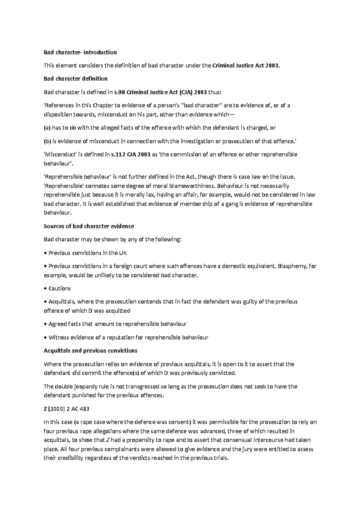 Bad Character Procedure: Overview of Exclusion and Safeguards (LAW101 ...
