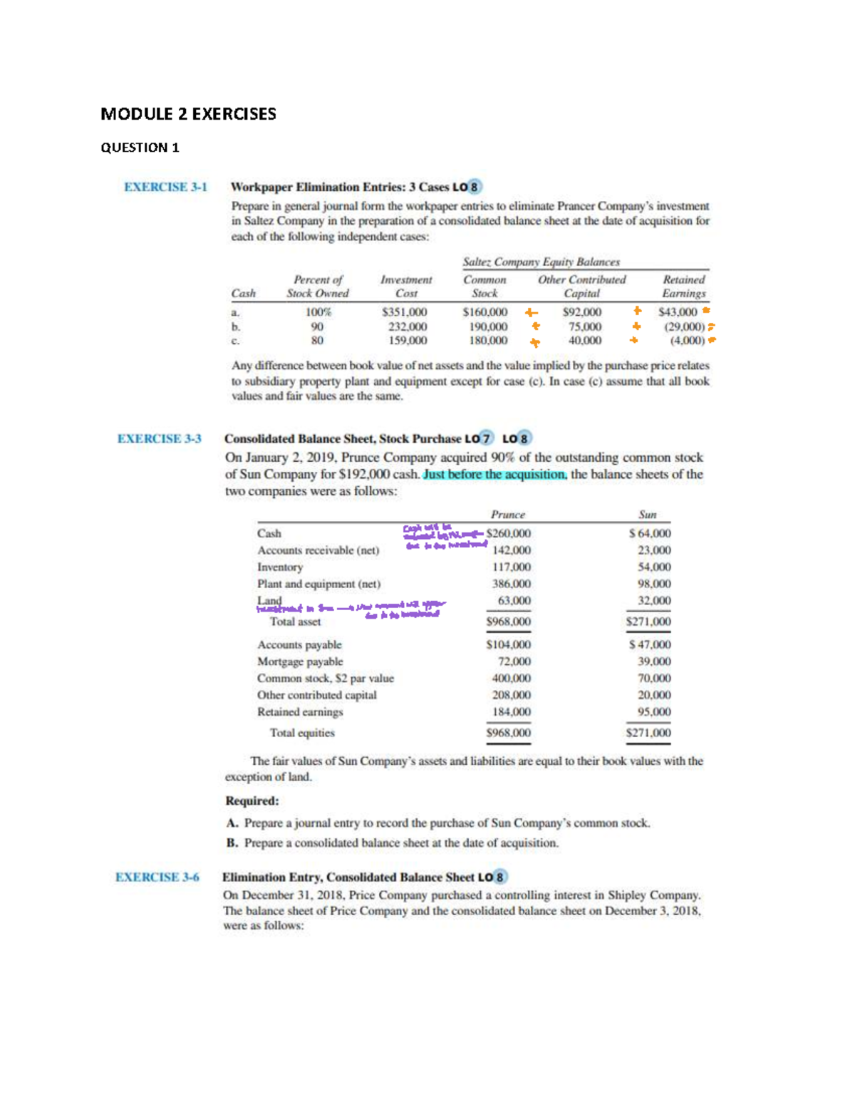 ACCT412 Module 2 Exercises - Equity Valuation and Goodwill Analysis ...