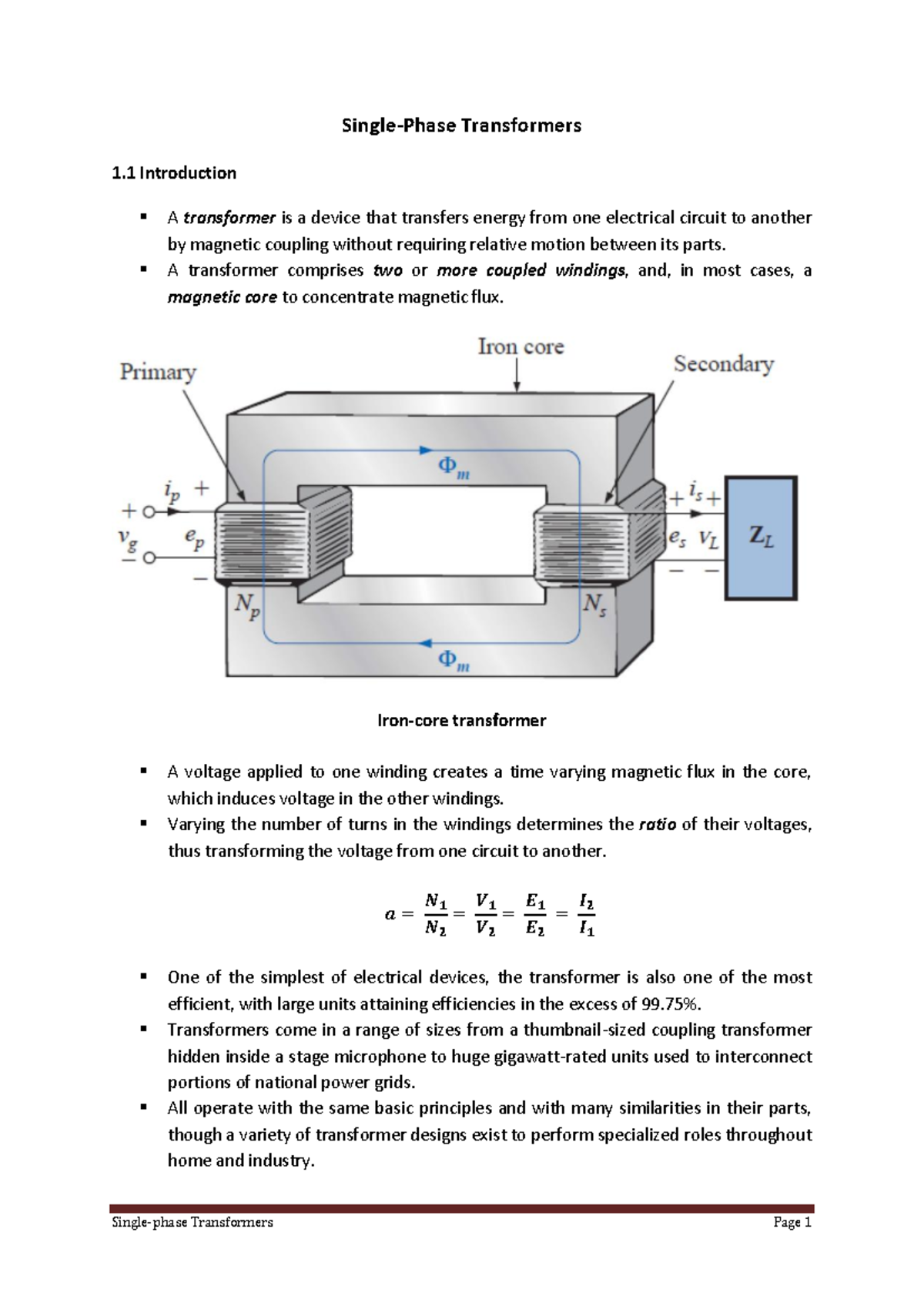 Single Phase Transformers: Principles, Types, and Performance Analysis ...