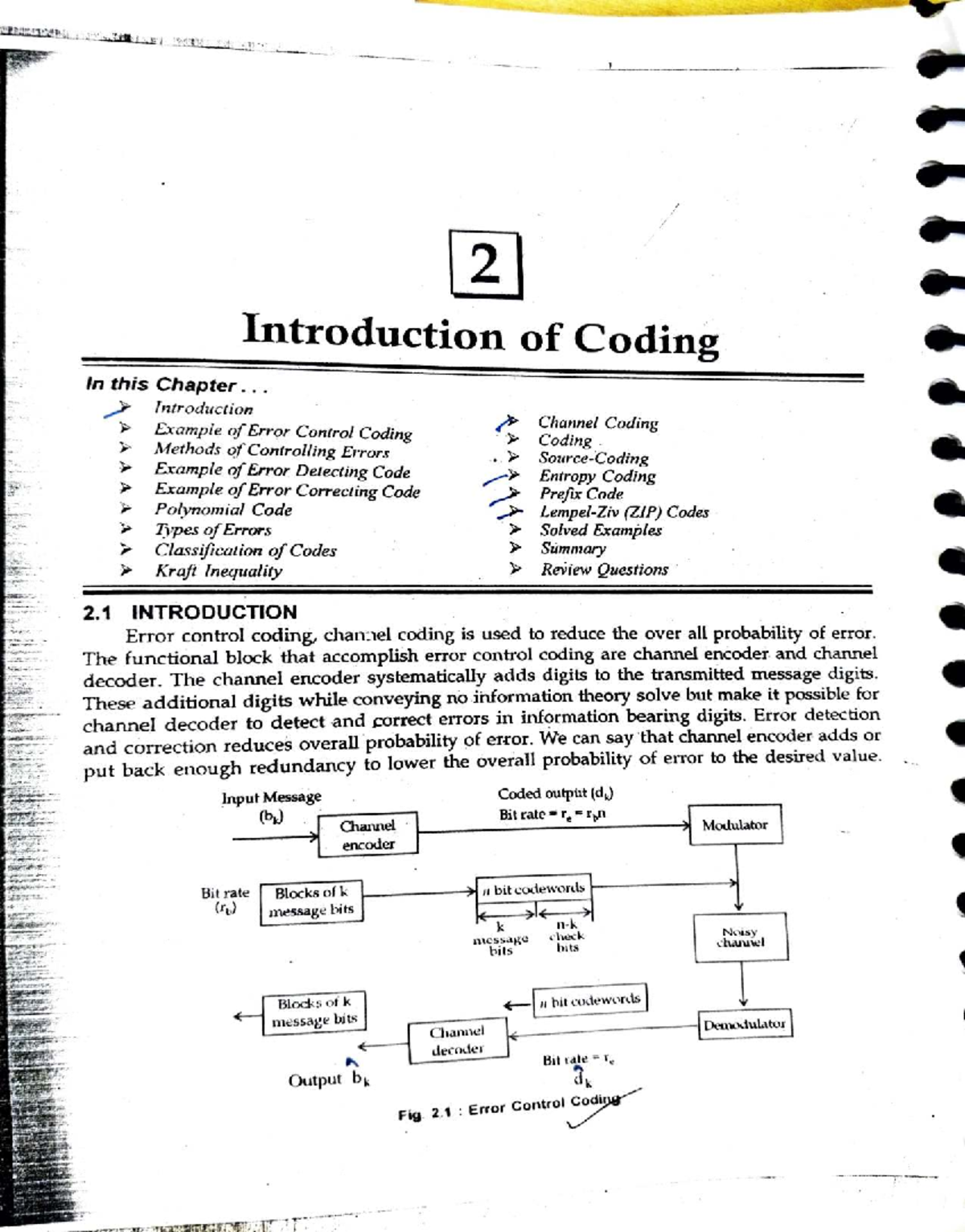 ITC 2: Introduction to Coding and Error Control Methods - Studocu