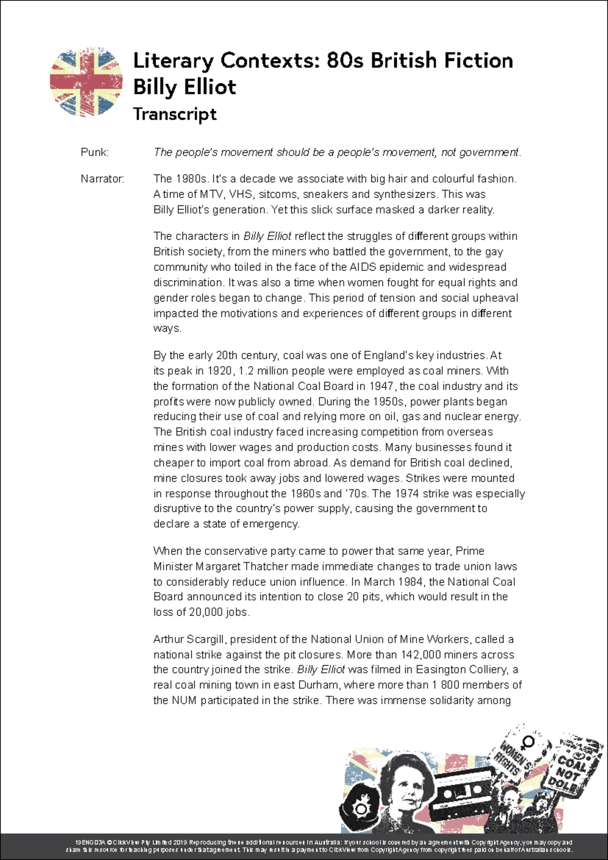 19ENG03A Lecture Notes - Social Dynamics in Billy Elliot - Studocu