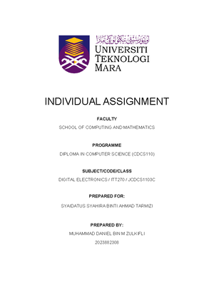 Individual Assignment - INDIVIDUAL ASSIGNMENT FACULTY SCHOOL OF ...