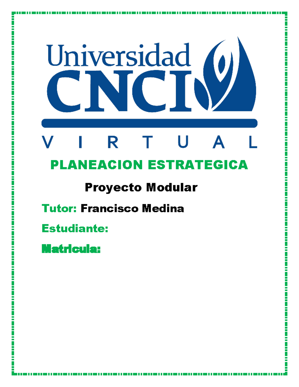 Proyecto Modular Planeacion Estrategica Proyecto Modular Tutor