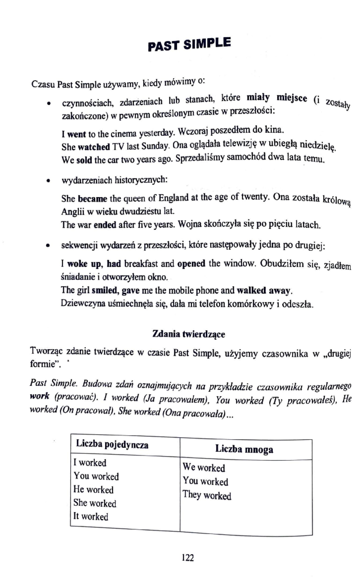 Past Simple: Zasady i Przykłady w Języku Angielskim - Studocu