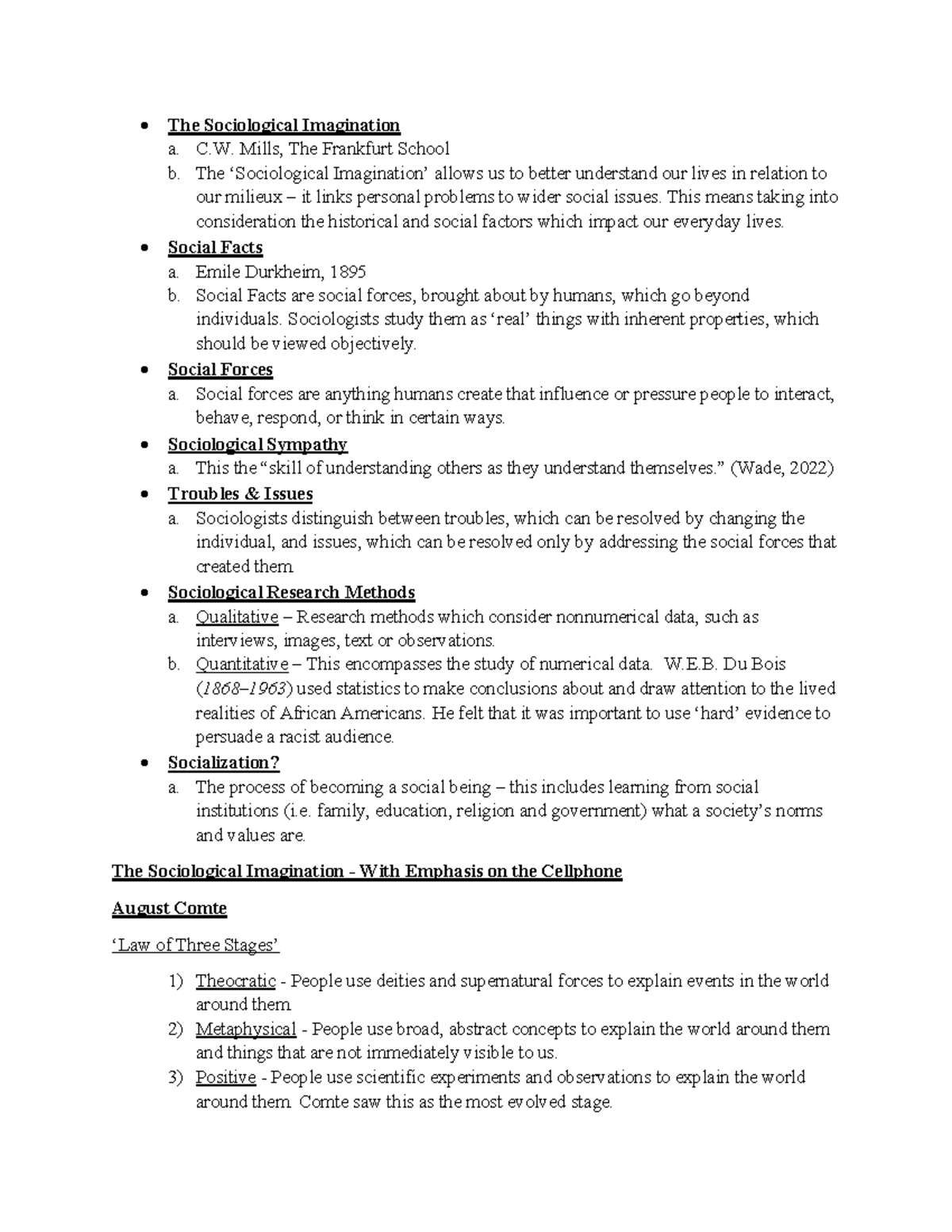 Sociology 114: Term Notes on Sociological Theories and Concepts - Studocu