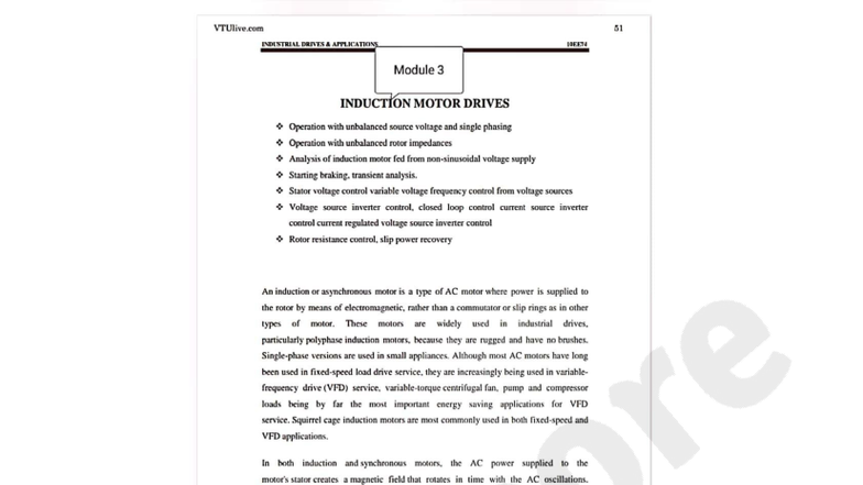 VTUlive.com 51 Industrial Drives Applications 10EE74: Induction Motor ...