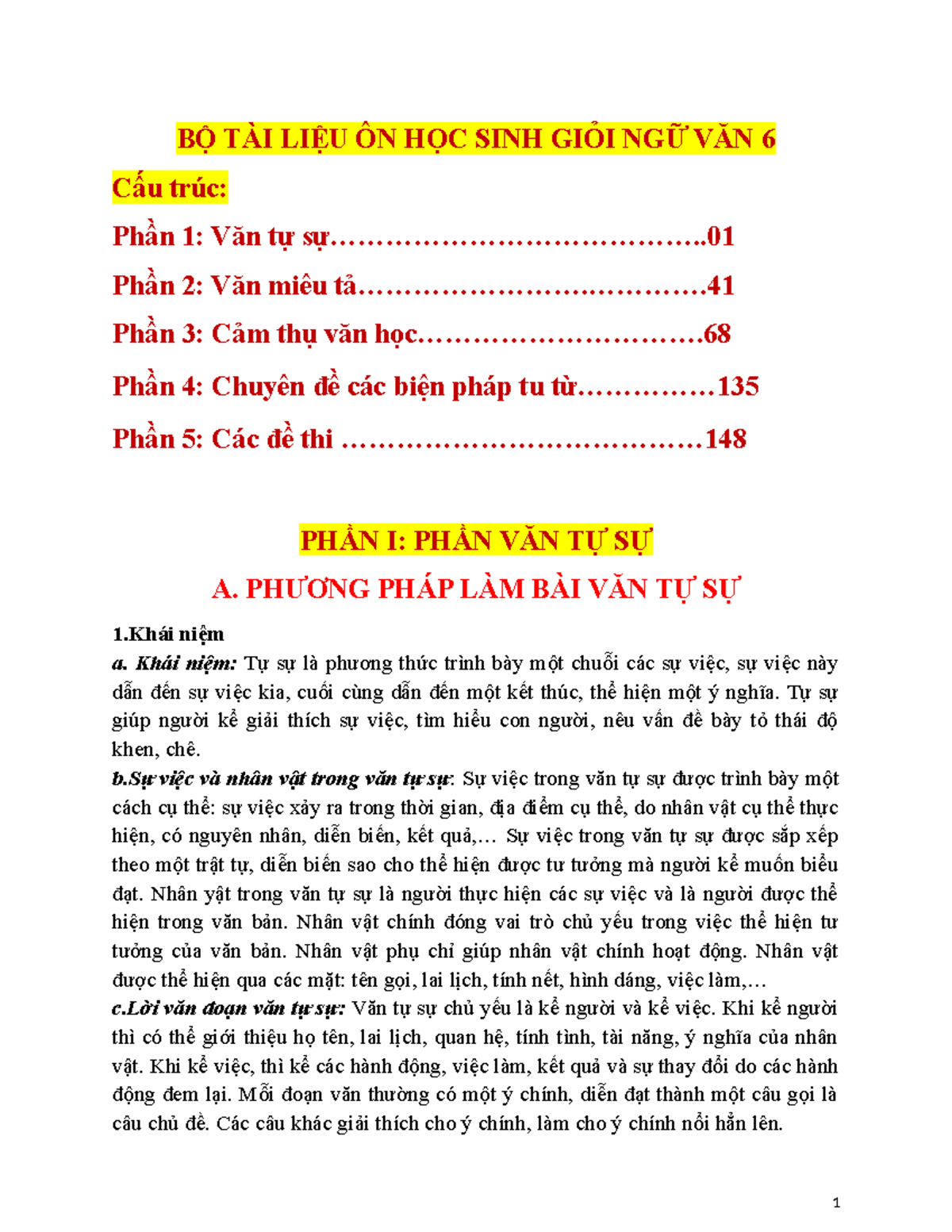 HSG VĂN 6 - Đề ôn thi cho học sinh giỏi Ngữ Văn lớp 6 - Document Preview