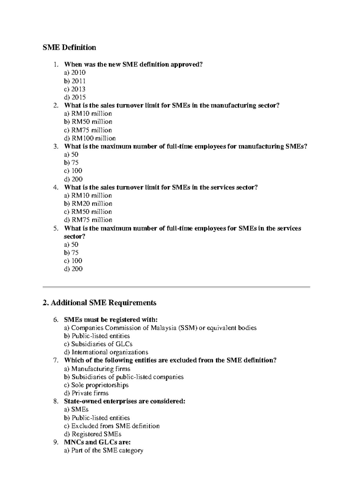 Chapter 3 - WORK - SME Definition When was the new SME definition ...