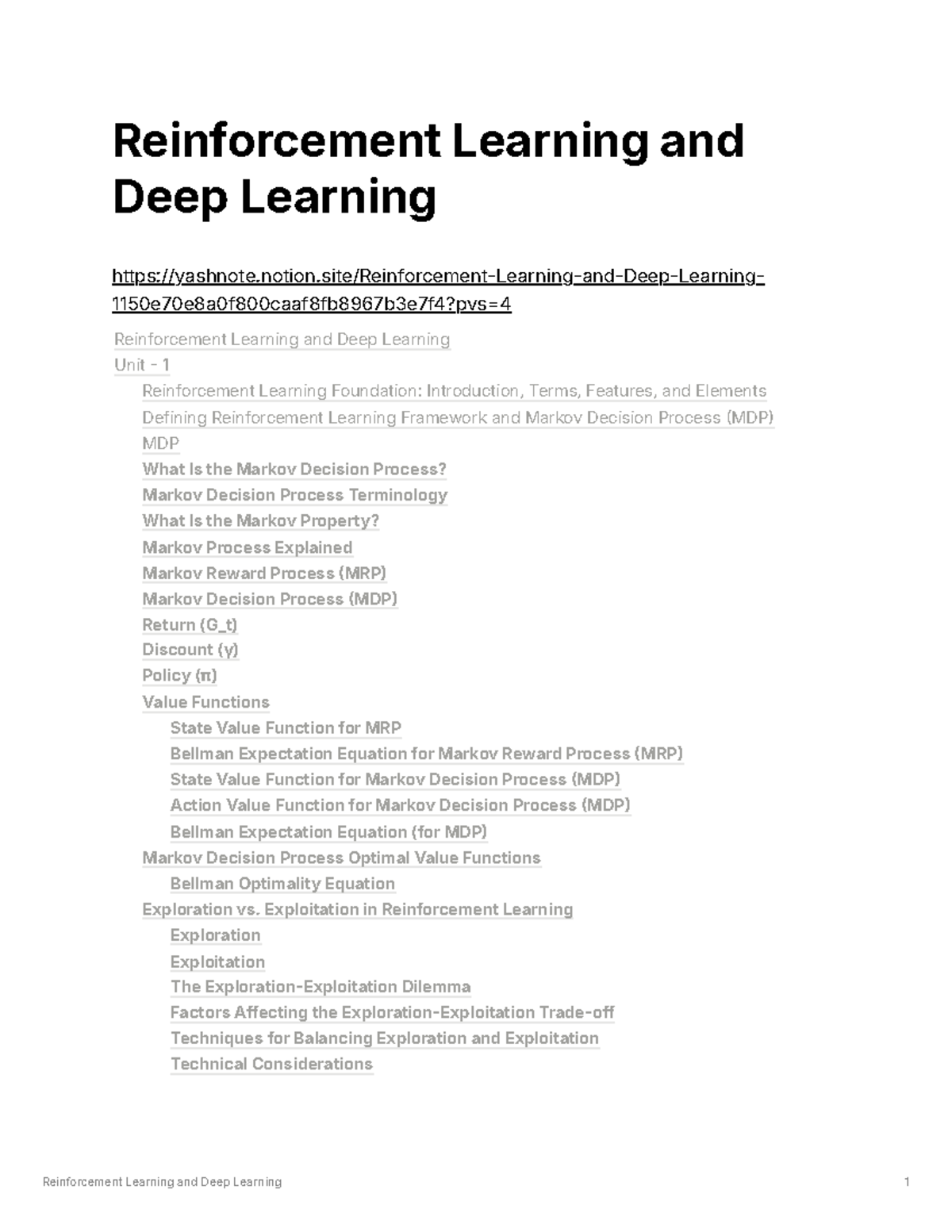 RLDL End Sem - Comprehensive Notes on Reinforcement Learning and Deep ...