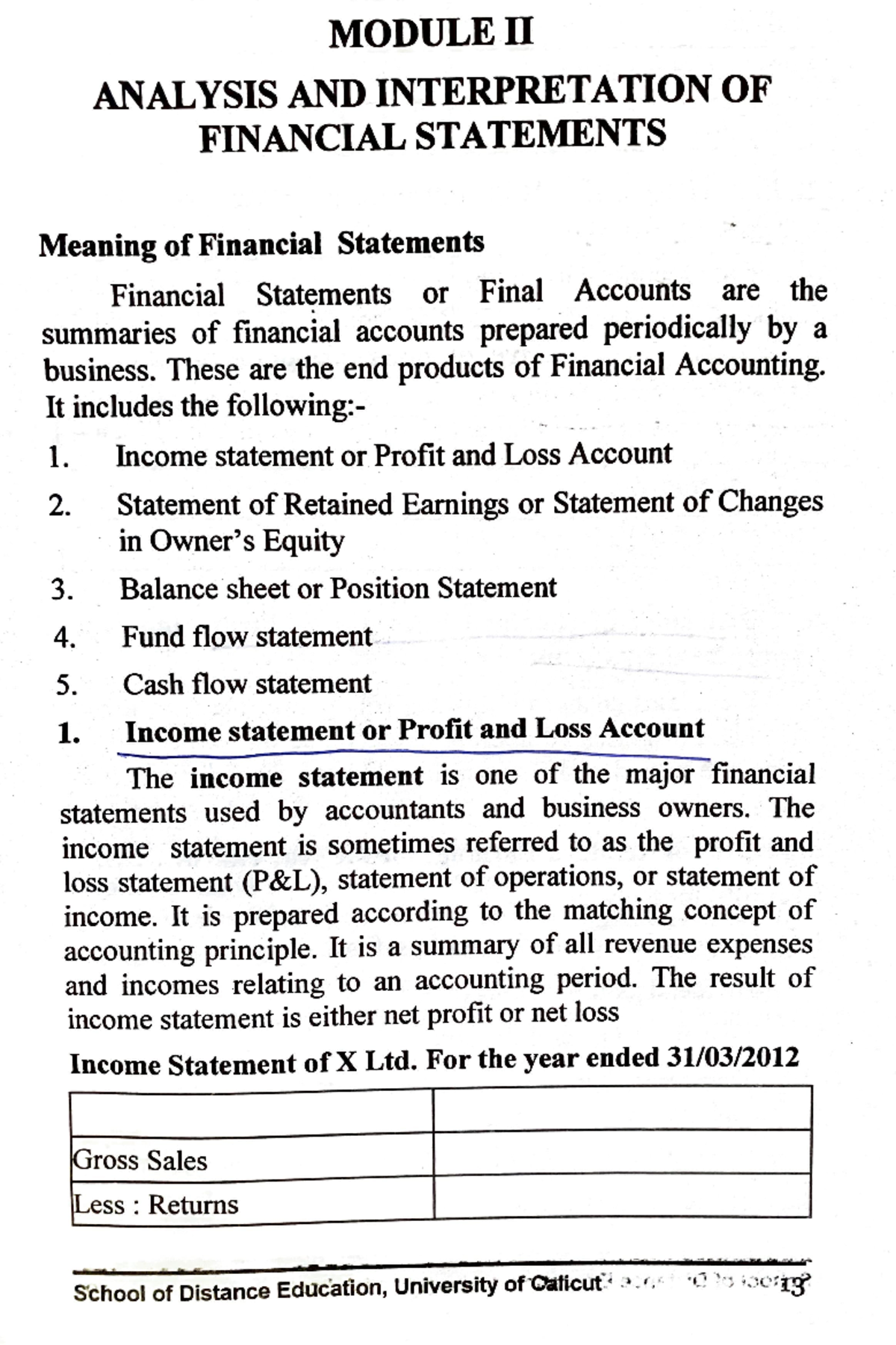 Analysis and Interpretation of Financial Statements (Module II) - Studocu