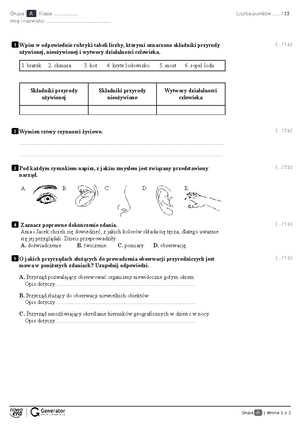 Mial Juz Ktos Sprawdzian Przyroda 6 Klasa Koncowych