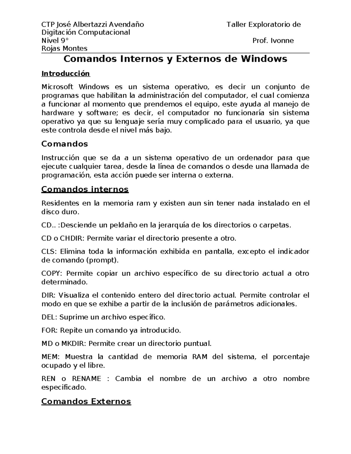 CTP José Albertazzi Avendaño Taller de Comandos Windows: Internos y ...