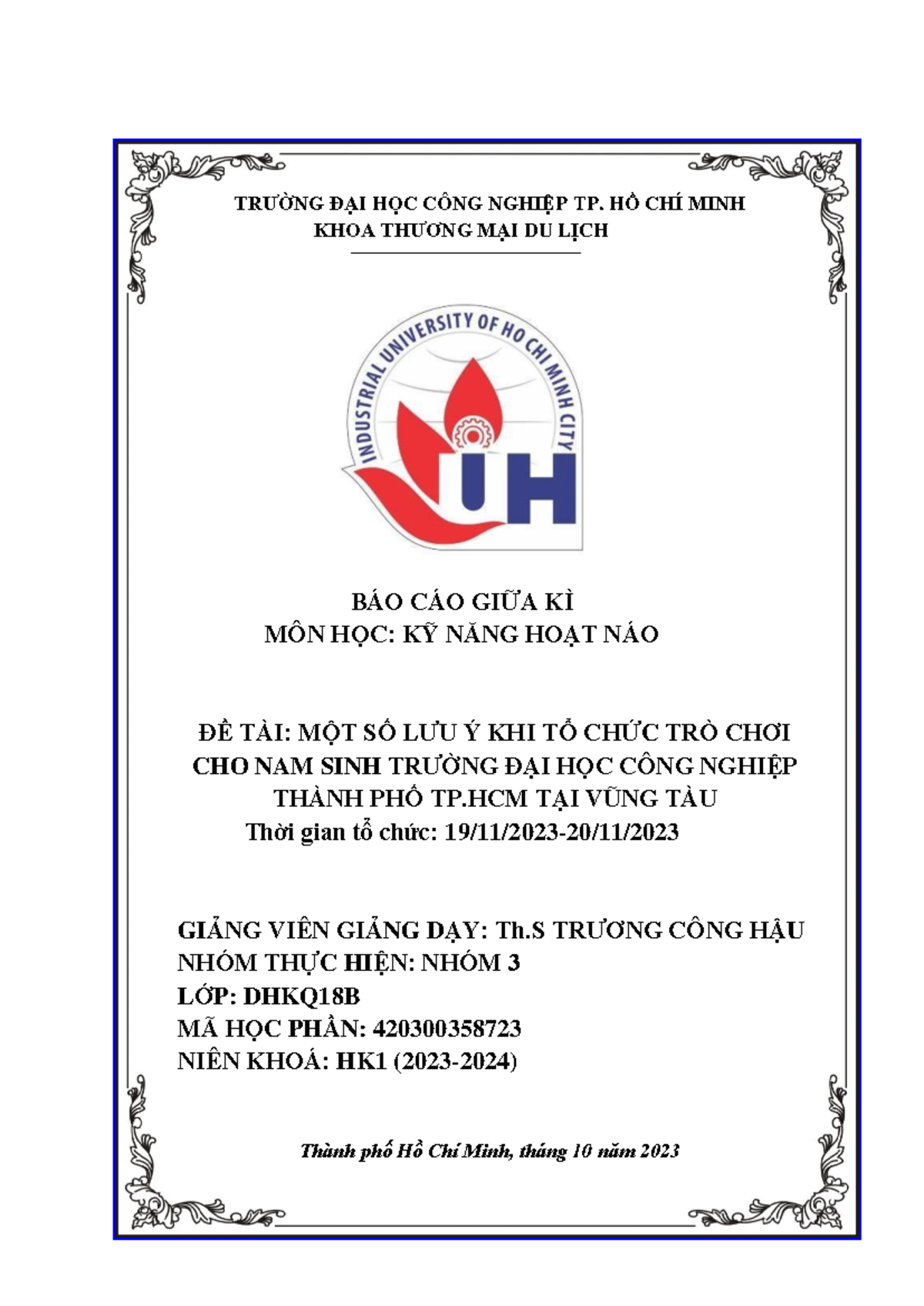 Nhóm 3 KNHN - Ghjj - TRƯỜNG ĐẠI HỌC CÔNG NGHIỆP TP. HỒ CHÍ MINH KHOA ...